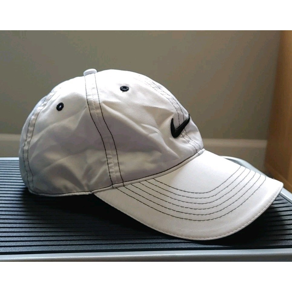 Nike Golf Hat Cap White Embroidered NC Golf & Swoosh Hard Bill Adjustable