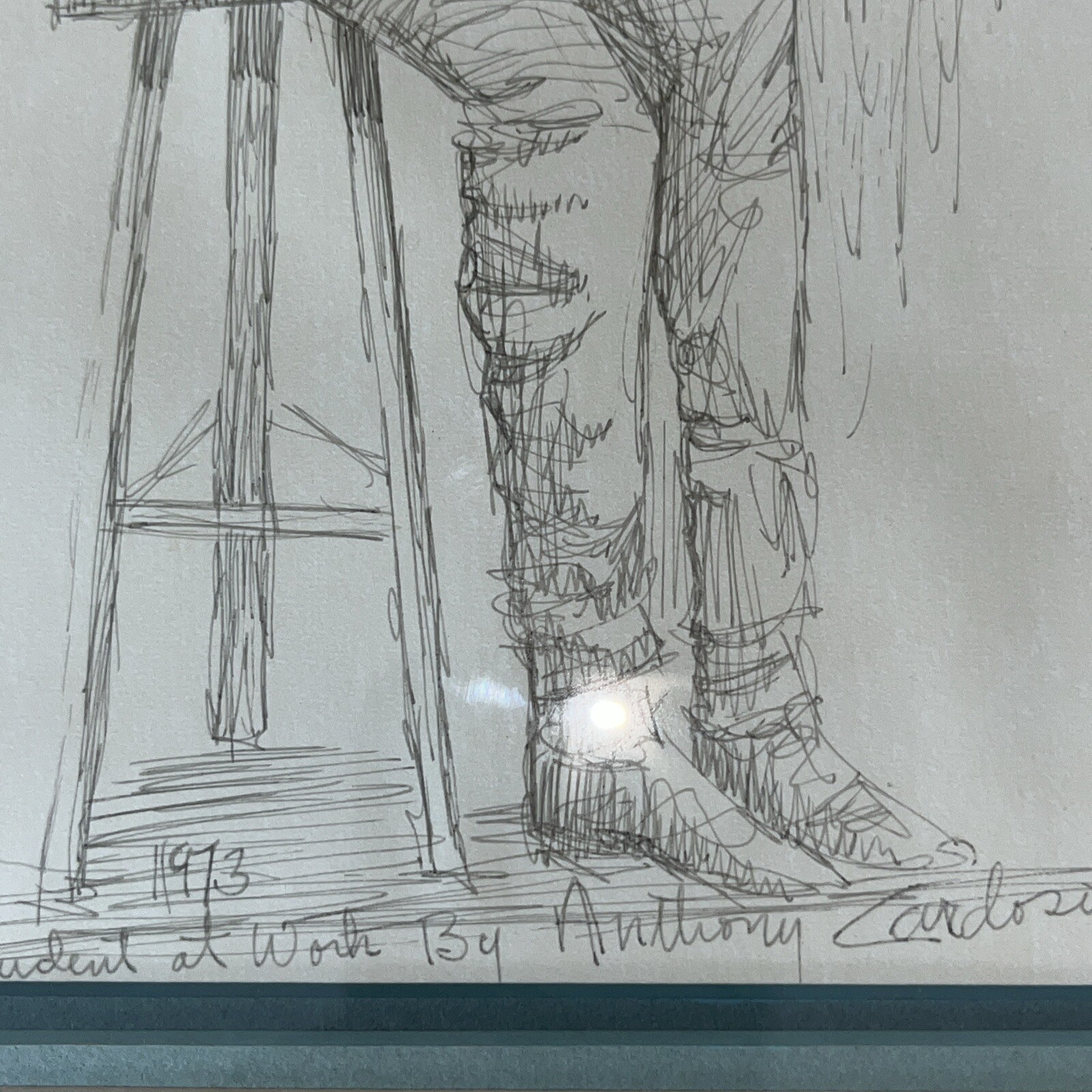 Anthony Cardoso Drawing 1973 Framed Signed Rare Original