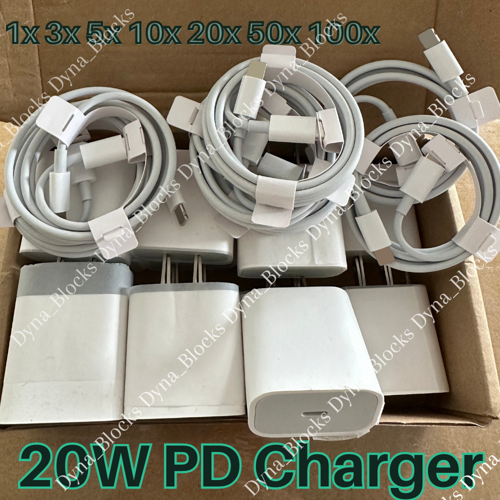 Bulk Lot For iPhone 14 13 11 20W Power Adapter USB Type-C Fast Charger PD Cable