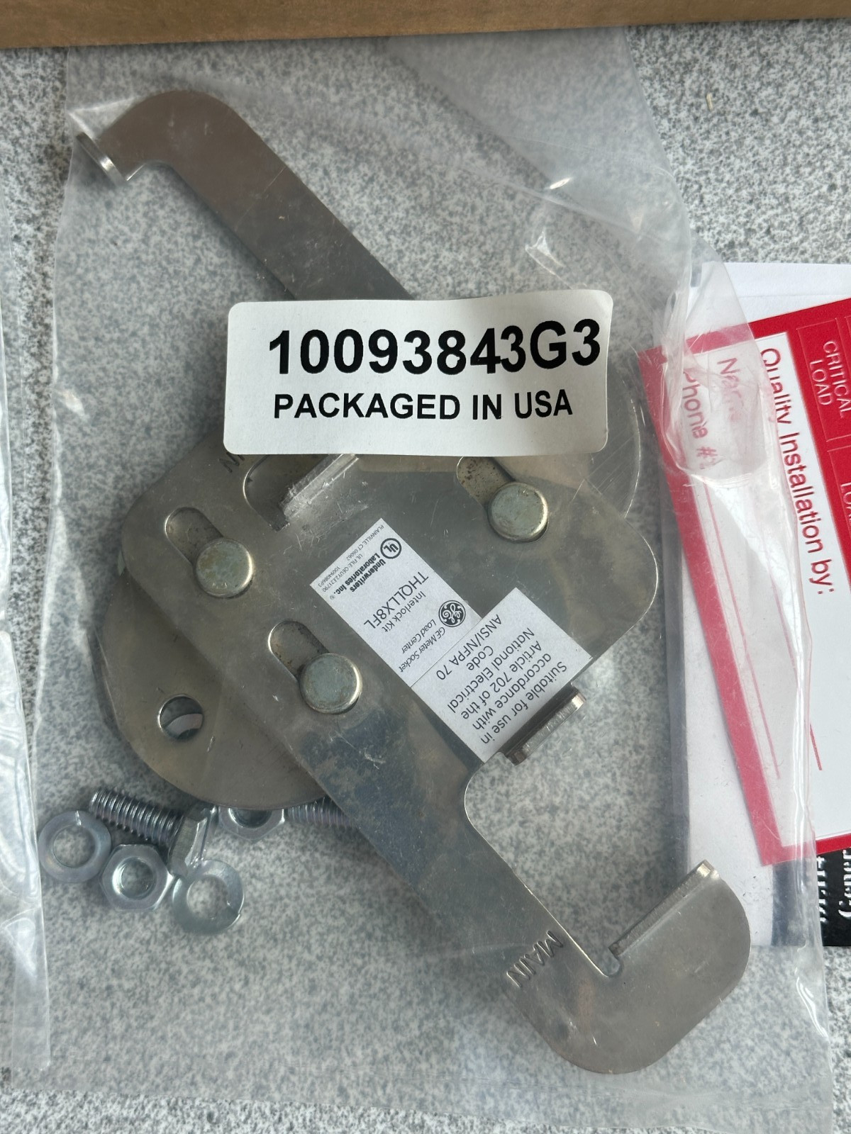 NEW GE THQLLX8FL Meter Main Panel Generator Interlock Kit 150 / 200 Amp