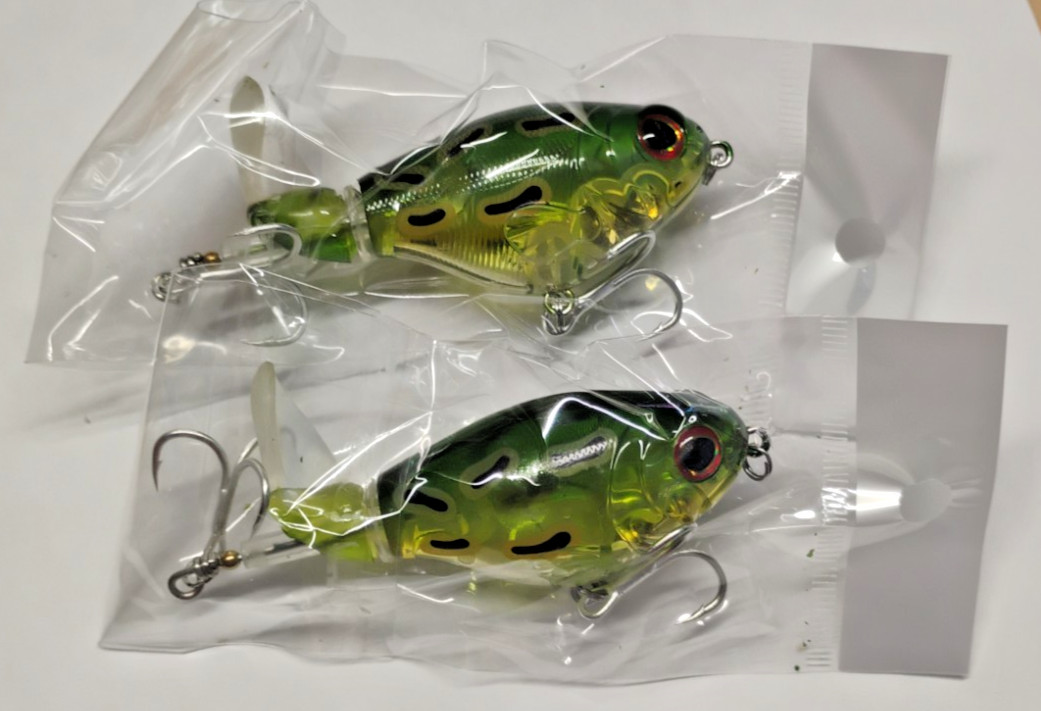 Lot of 2 - Whopper Popper 75 mm style 17g Topwater Fishing Lure - Frog color