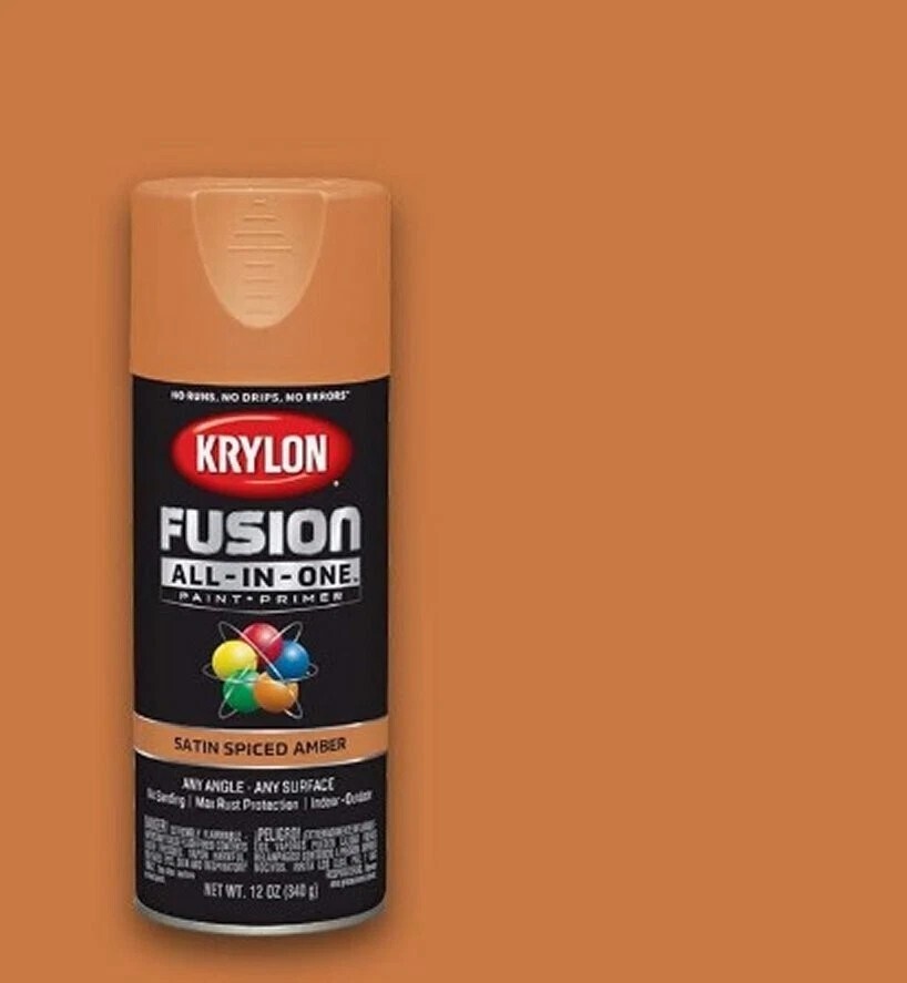 Krylon Fusion All-In-One Spray Paint + Primer, Satin Spiced Amber, 12 Oz.