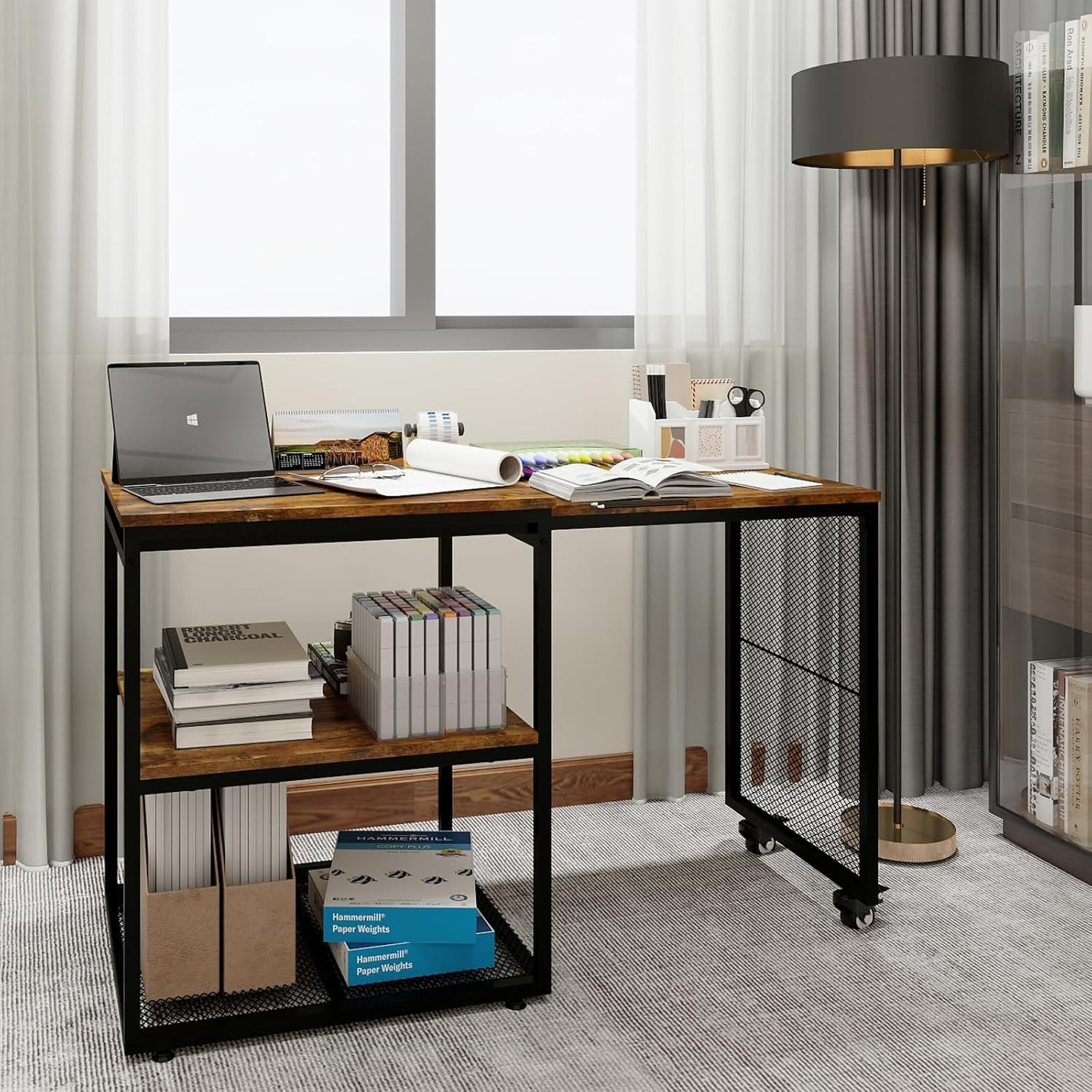 24''X20''X29'' Large Printer Stand with Storage Shelves,Extendable Home Craft Ta