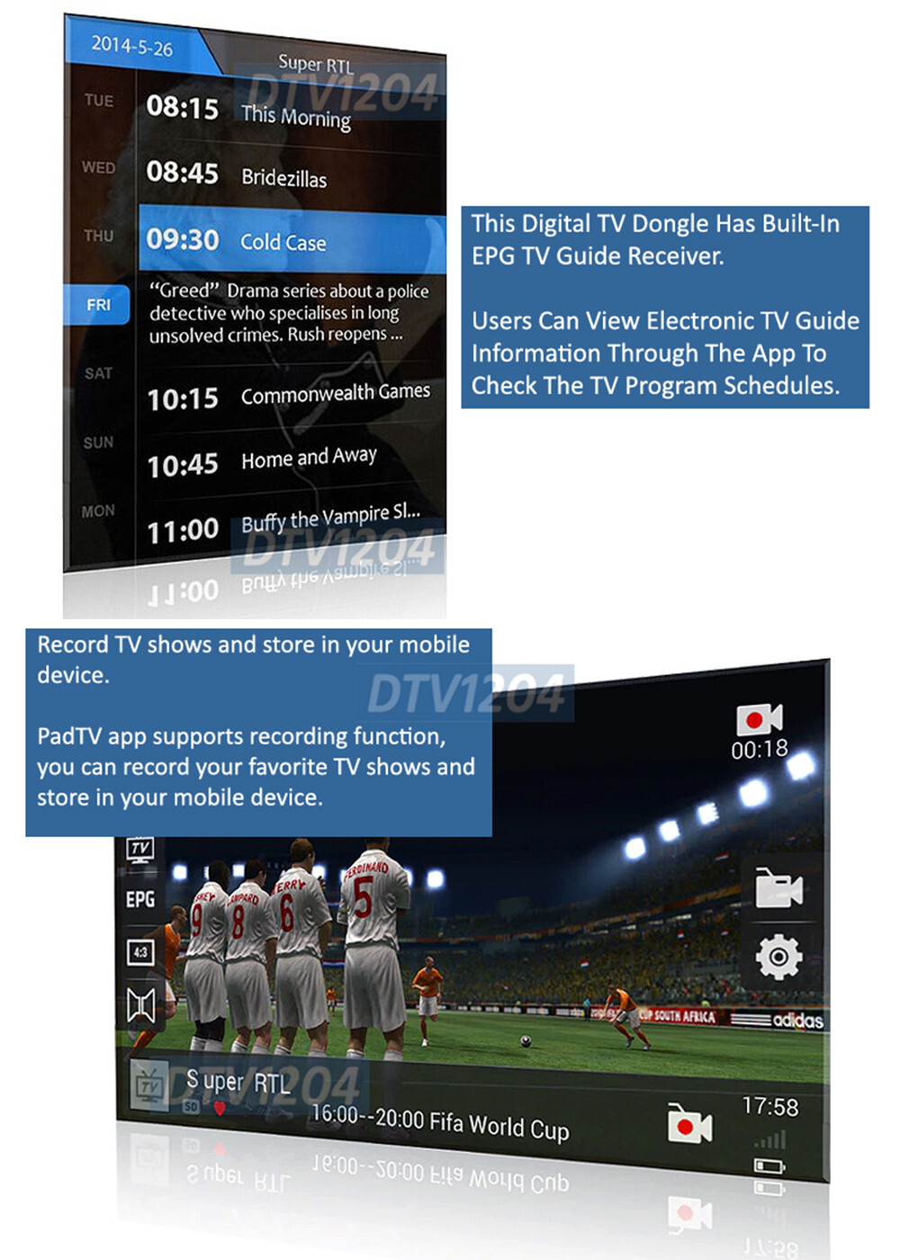 HD Antenna TV Receiver Dongle For Android Devices -Watch Record Live TV Anywhere