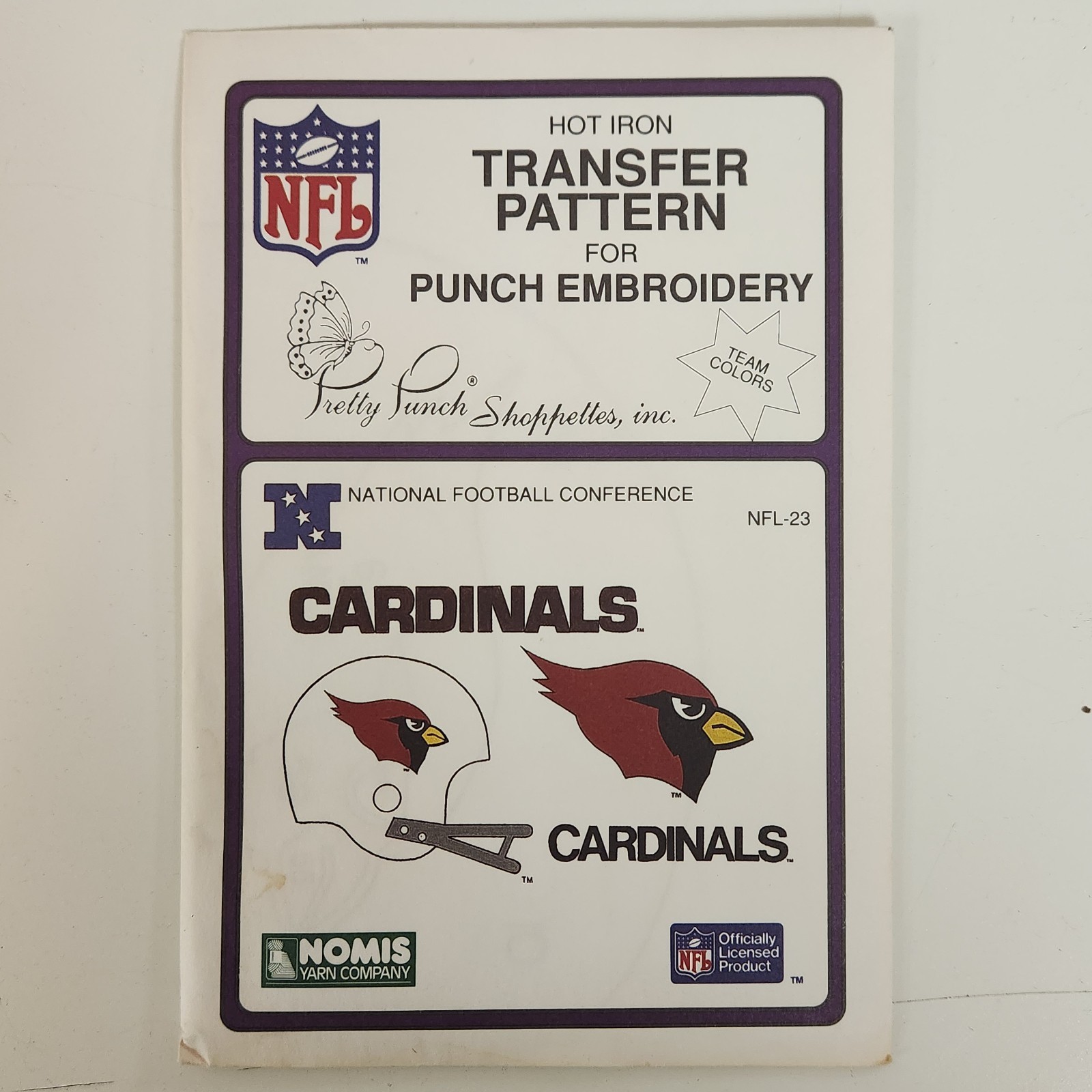 VTG Cardinals NFL24 Hot Iron Transfer Pattern For Punch Embroidery NFL Football