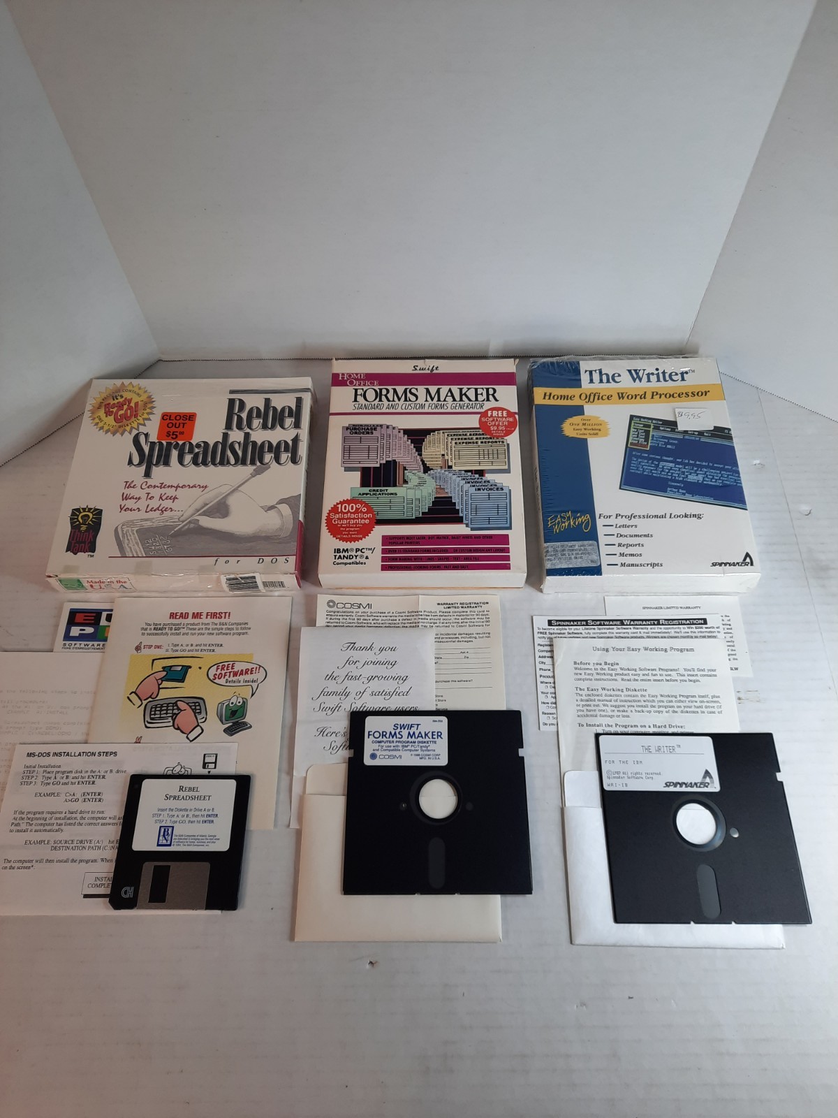 Forms Maker Rebel Spreadsheet & The Writer IBM PC Tandy Software TESTED Lot of 3