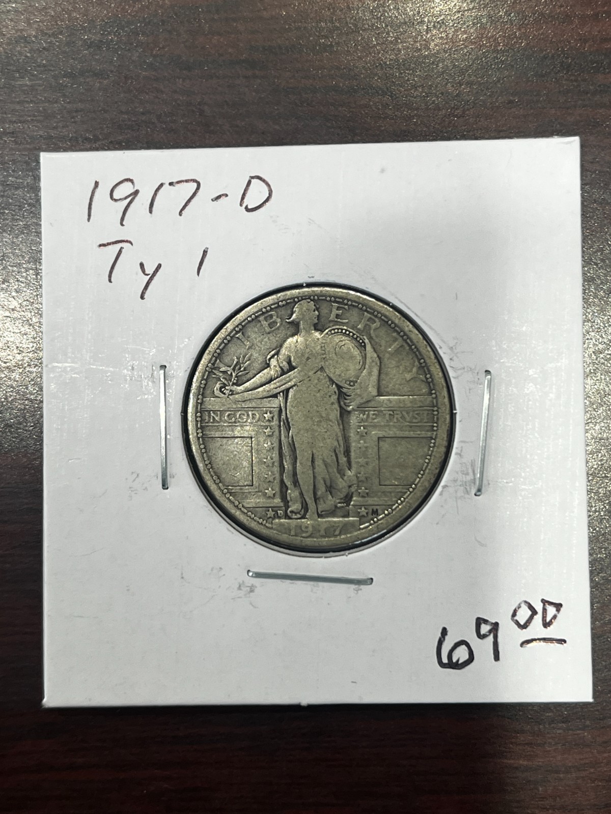 1917 D T-1 Standing Liberty Quarter - Mid Grade - Readable Date