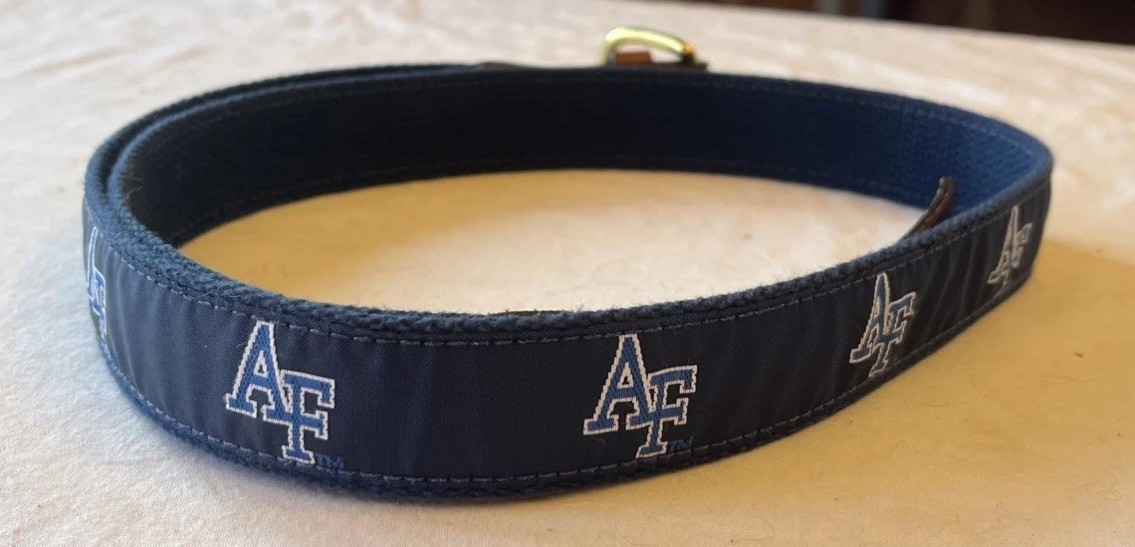 US Air Force LOGO Blue Web Belt W/ Solid Plated Solid Brass Buckle 42" LN