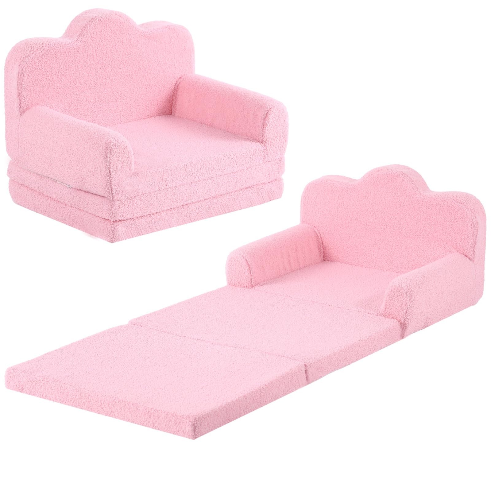 Sofa, 2-in-1 Soft Couch Fold Out, Cloud-Like Comfy Couch Reading Chair with C...