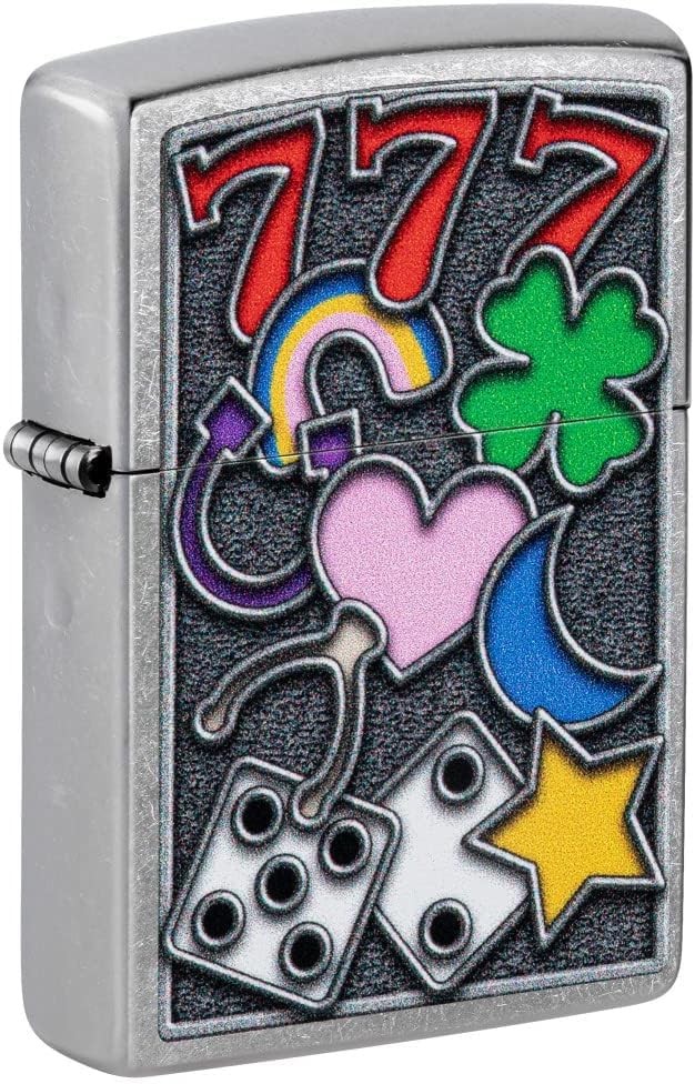 Zippo Lighter - Custom Message Engrave Good Luck Symbols - Street Chrome 48682