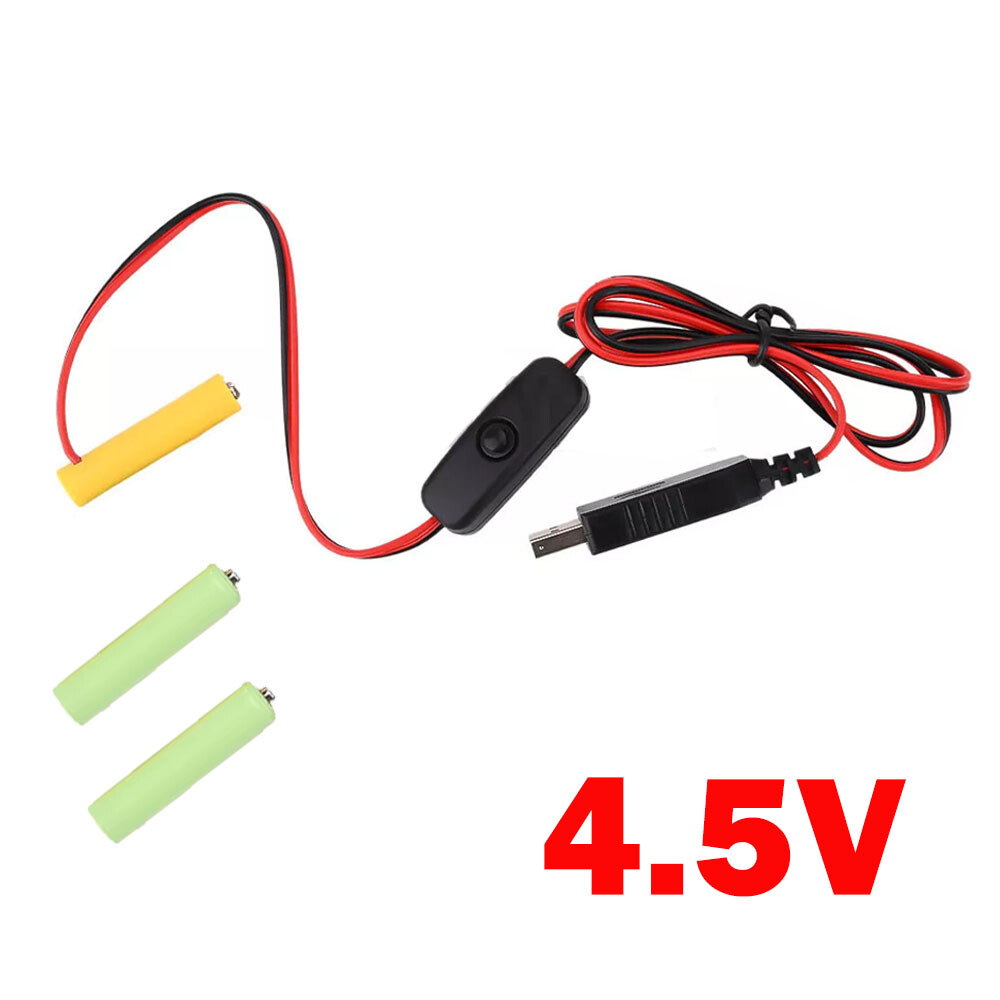 2PCS/Set 4.5V AAA Eliminator Cables 1M Dummy-Battery Power Cord Replacement