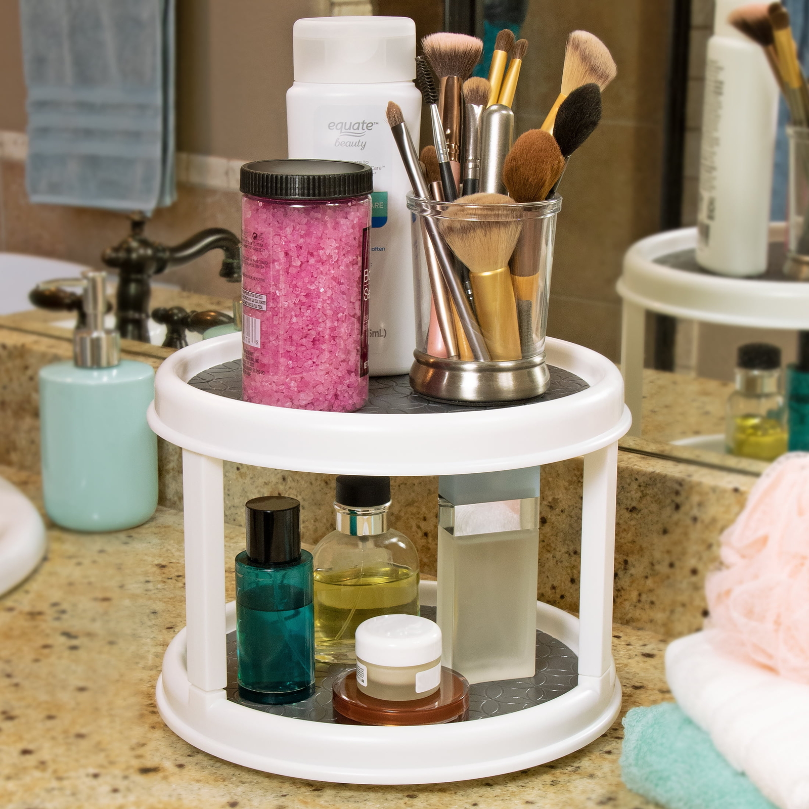 (2 pack) 2-Tier Plastic Spice Rack Organizer Turntable