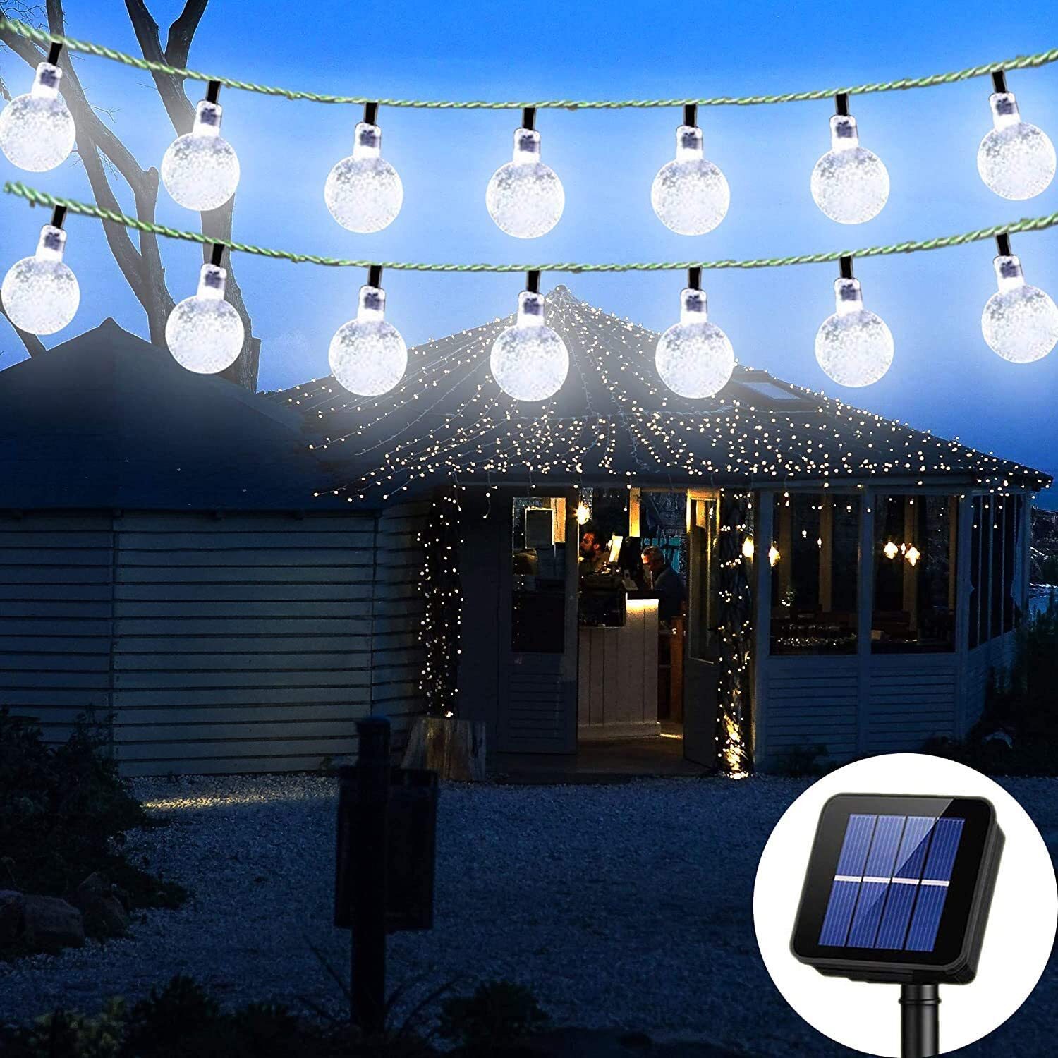 Solar Powered 50 LED String Light Outdoor Garden Path Yard Waterproof Decor Lamp