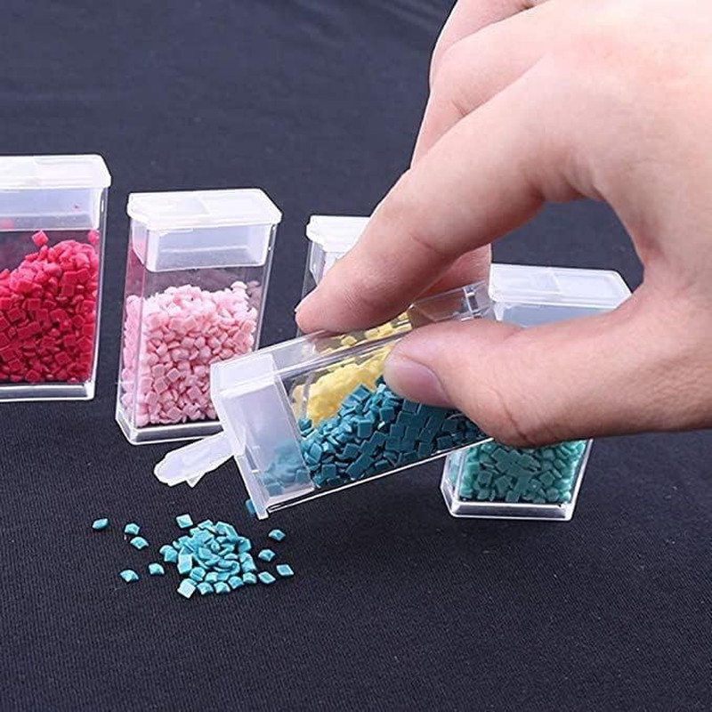 100 Pcs Plastic Flip Top Seed Bead Small Storage Containers 2x1 Rectangle Clear