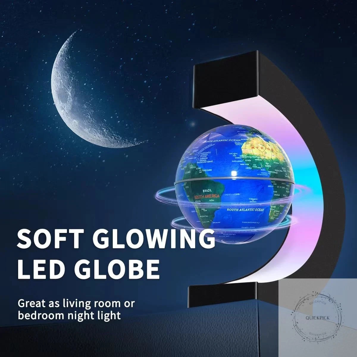 Magnetic Levitating Floating Globe with LED Lights, Cool Gadgets C Frame Globe