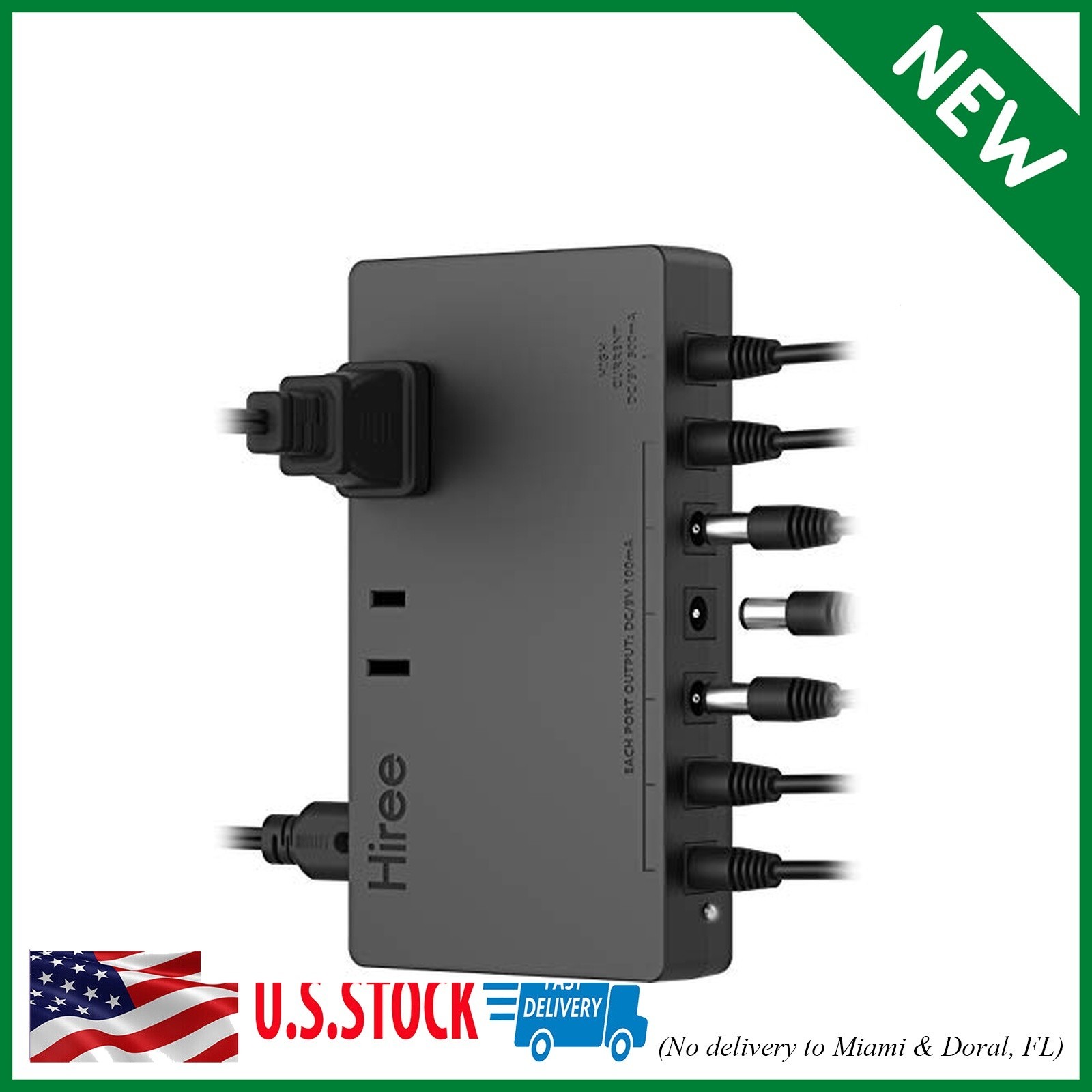 Guitar Pedal Power Supply 7 DC Output for 9V Effect Pedal Board with 2 AC Outlet