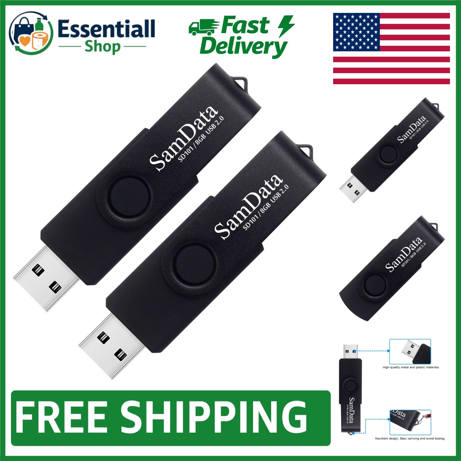 High-Speed 8GB USB Flash Drives (2 Pack) - Perfect for Everyday Storage