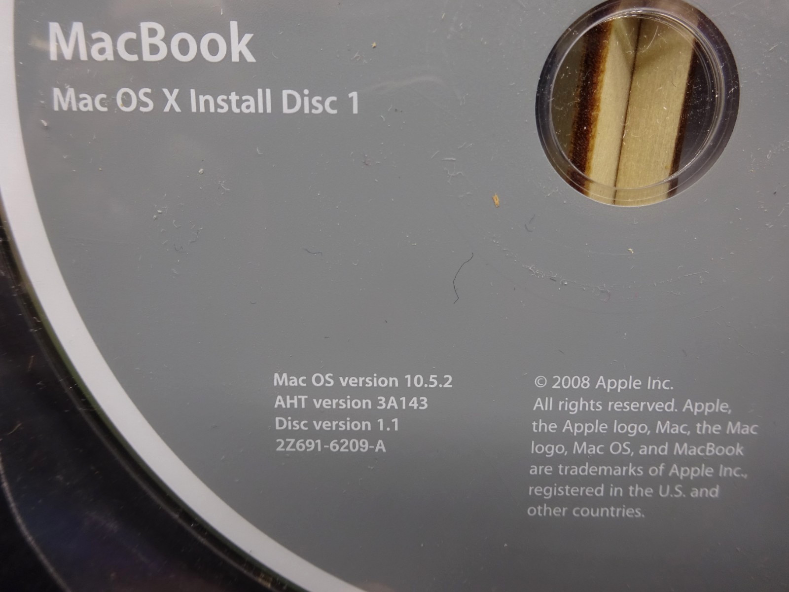 Mac OS X, version 10.5 Install Disc 1 DVD 2008, 2Z691-6209-A