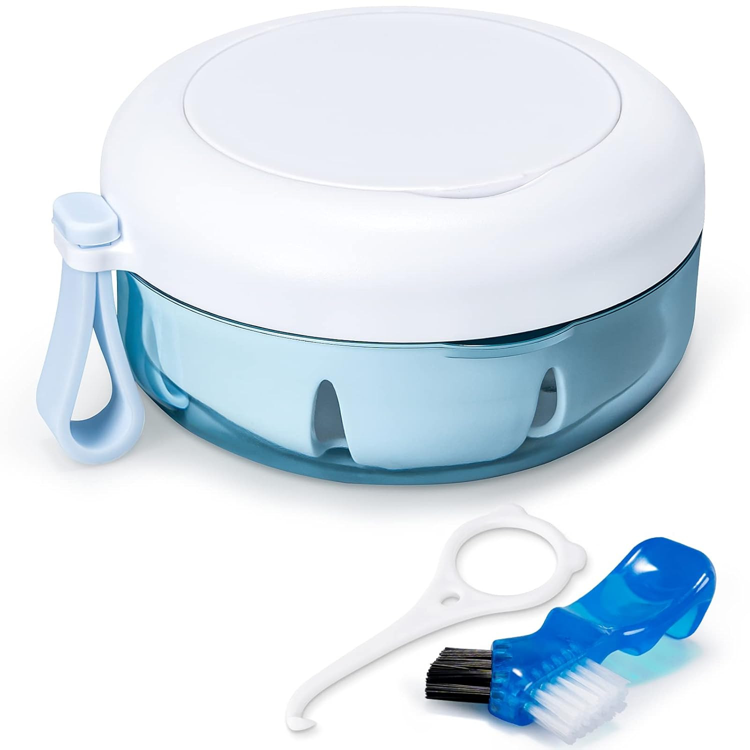 Portable Leak-Proof Denture Cup Kit with Cleaning Tools and Mirror