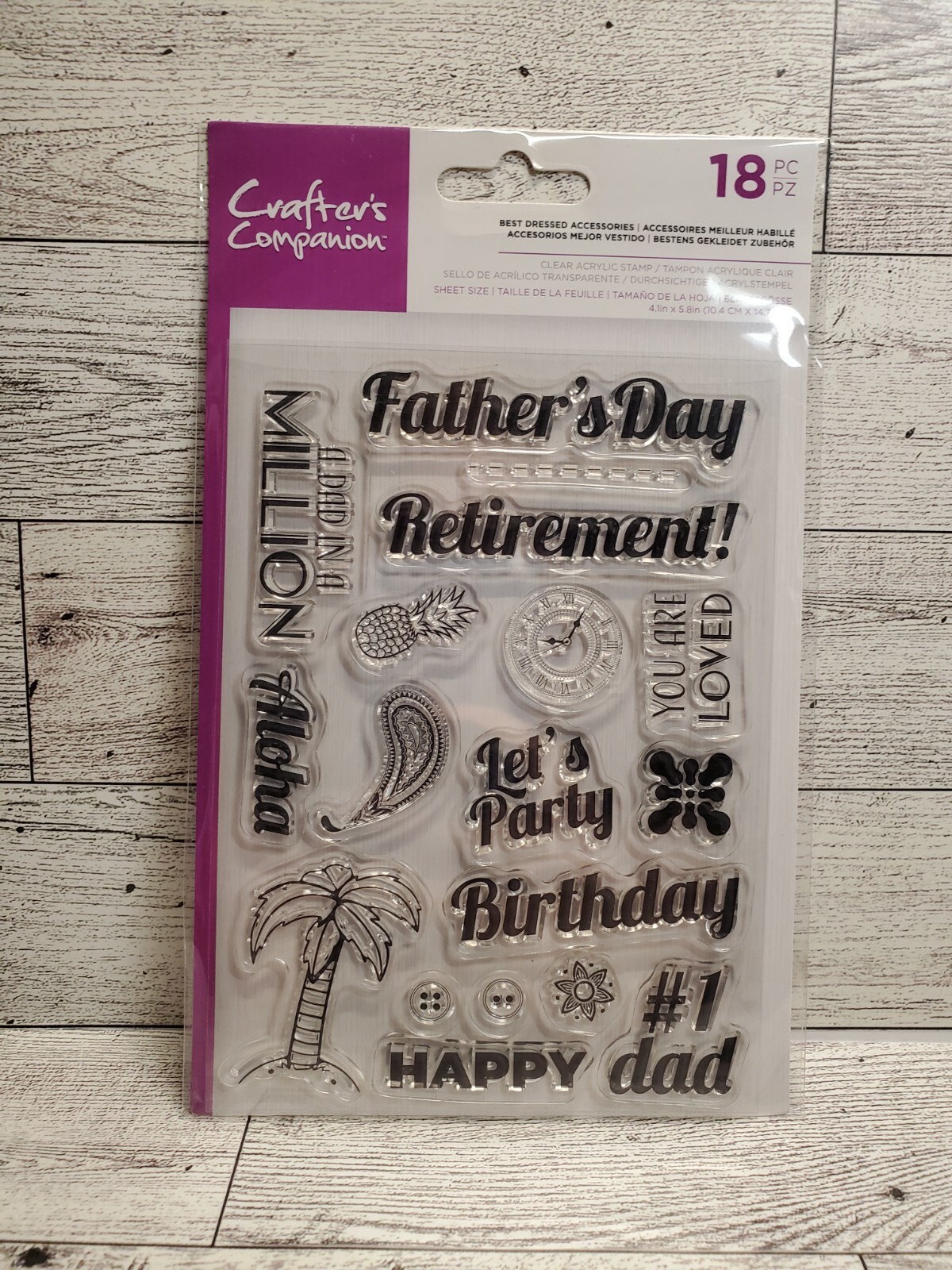 CC3 Crafters Companion Father's Day Retirement Dad Best Dressed Acrylic Stamp