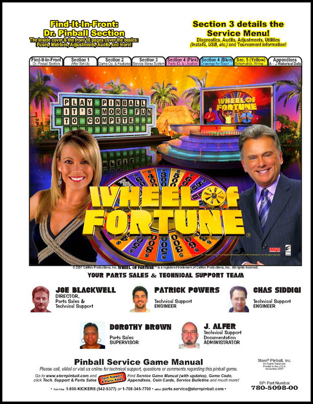 Wheel of Fortune Pinball *FULL COLOR* Service/Repair/Troubleshooting Manual ZC