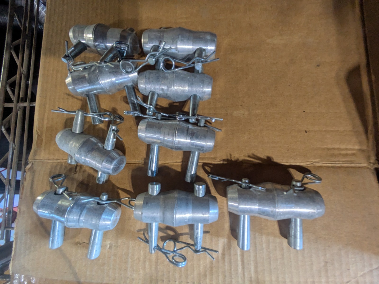Lot Of 9 Double Ended Conical Truss Couplers W/ Pins And Clips - Stage Lighting