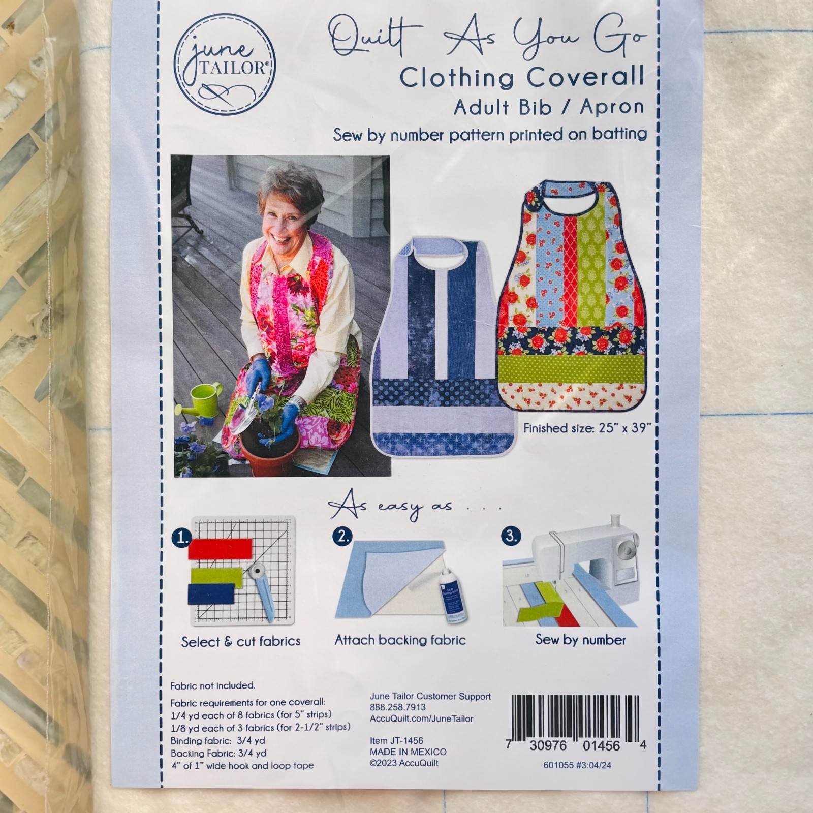 Quilt As You Go Coverall Adult Bib/Apron - 1/pack