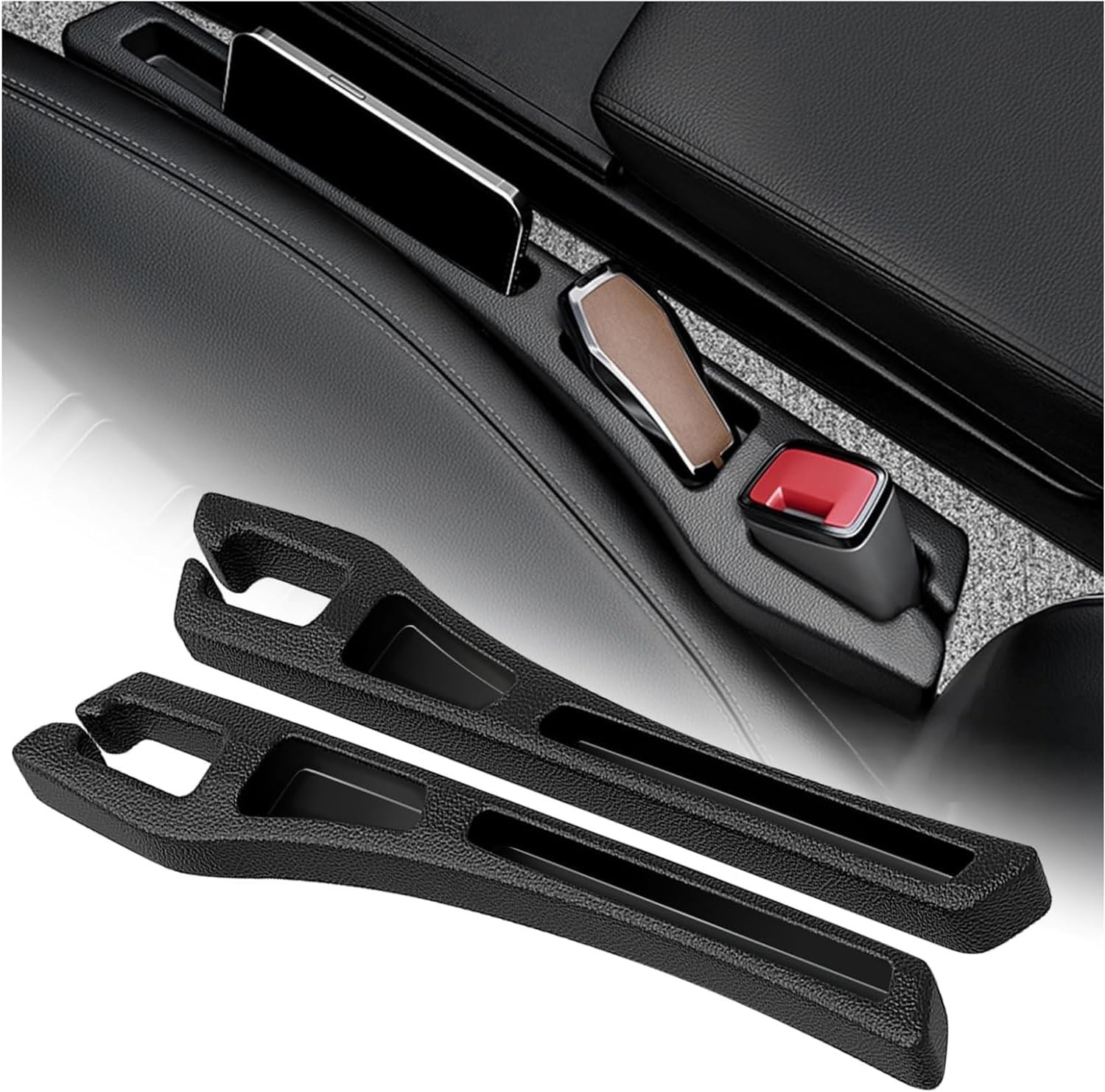 2PC Universal Car Seat Gap Filler Organizer Storage for Phone Keys Accessories