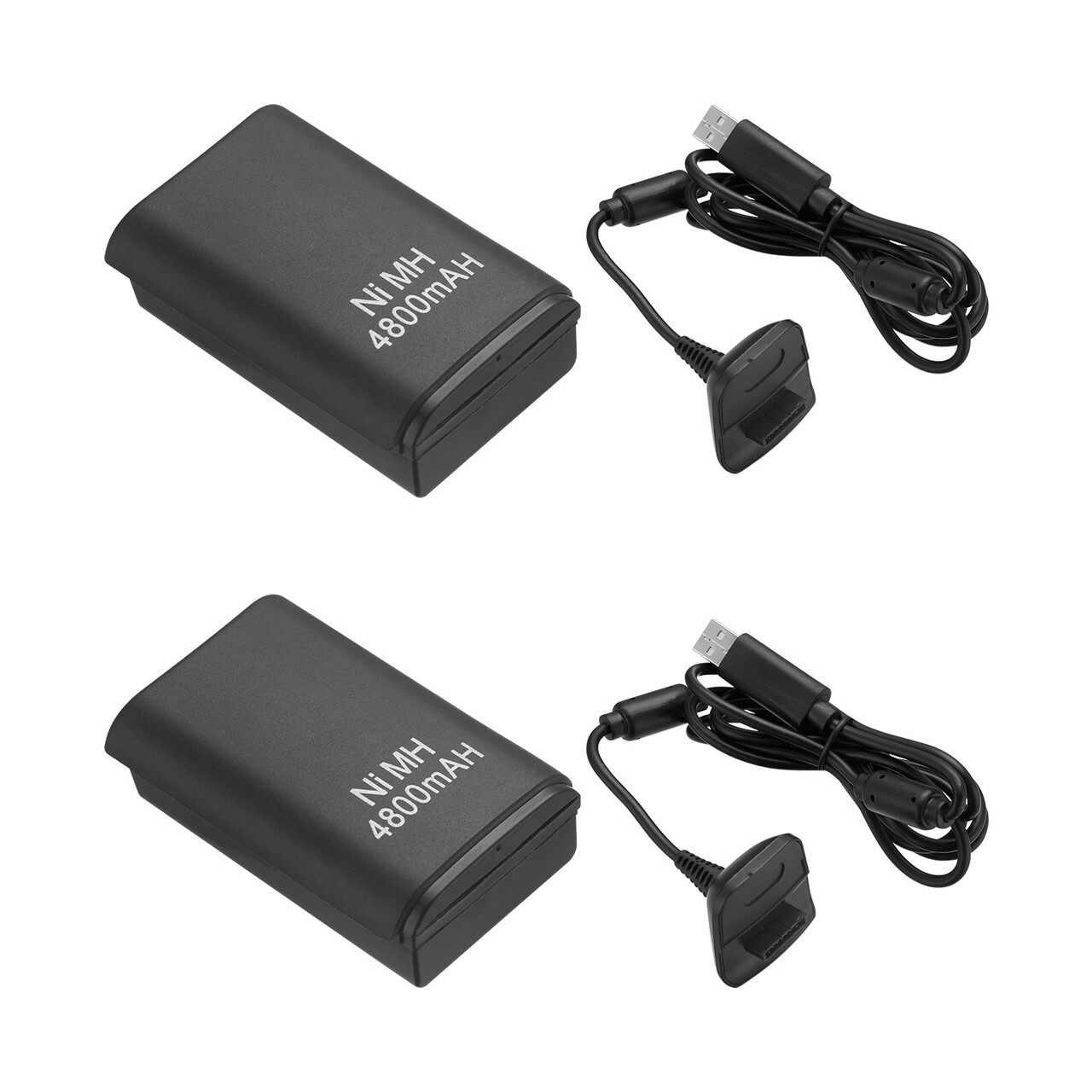 2 Battery Pack & Charger Dock For Microsoft Xbox 360 Wireless Controller Black
