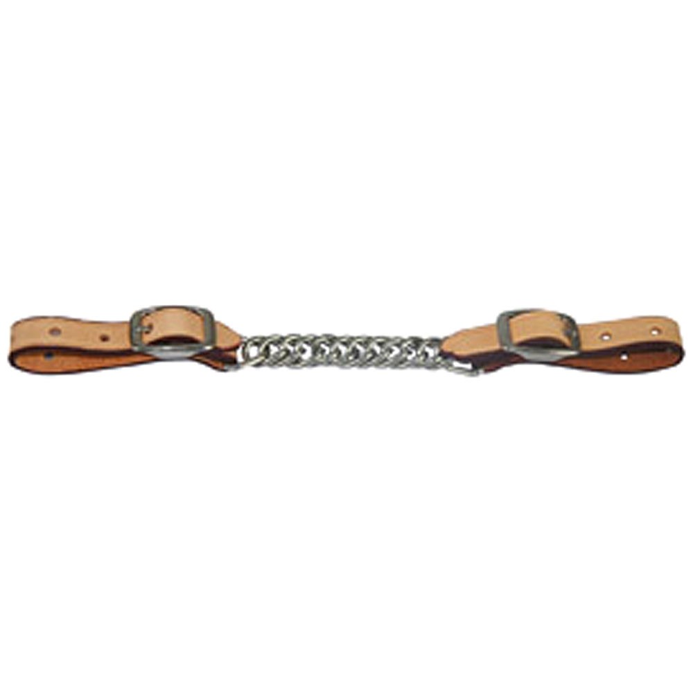 5/8" HILASON Western Latigo Leather Flat Twisted Curb Chain Strap Rustic