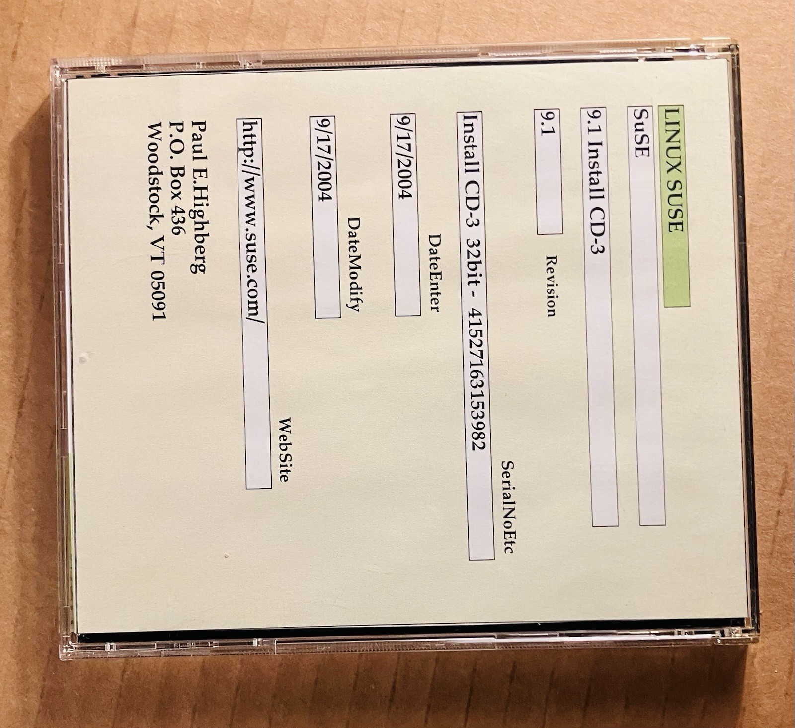 SUSE Linux Professional 9.1 Complete 5 Disc CD Set 2004 Vintage Software