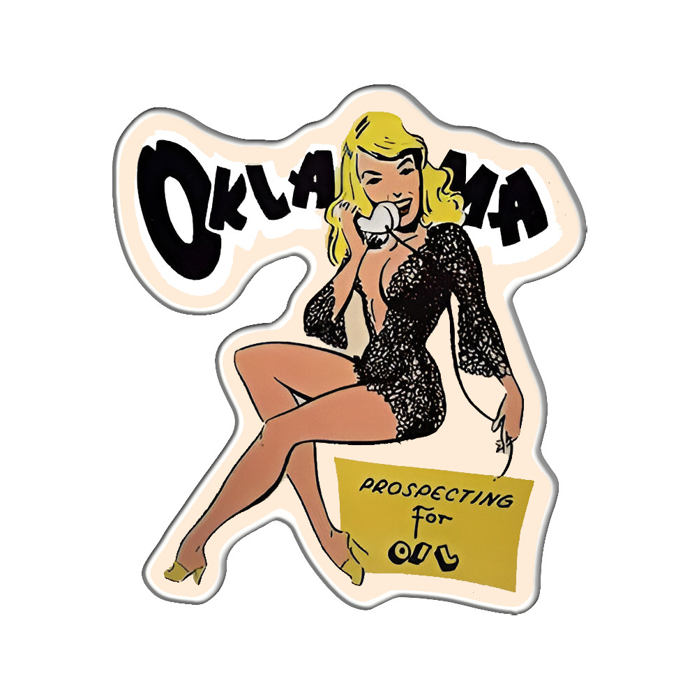 Oklahoma Pinup Girl Vintage Sticker Decal