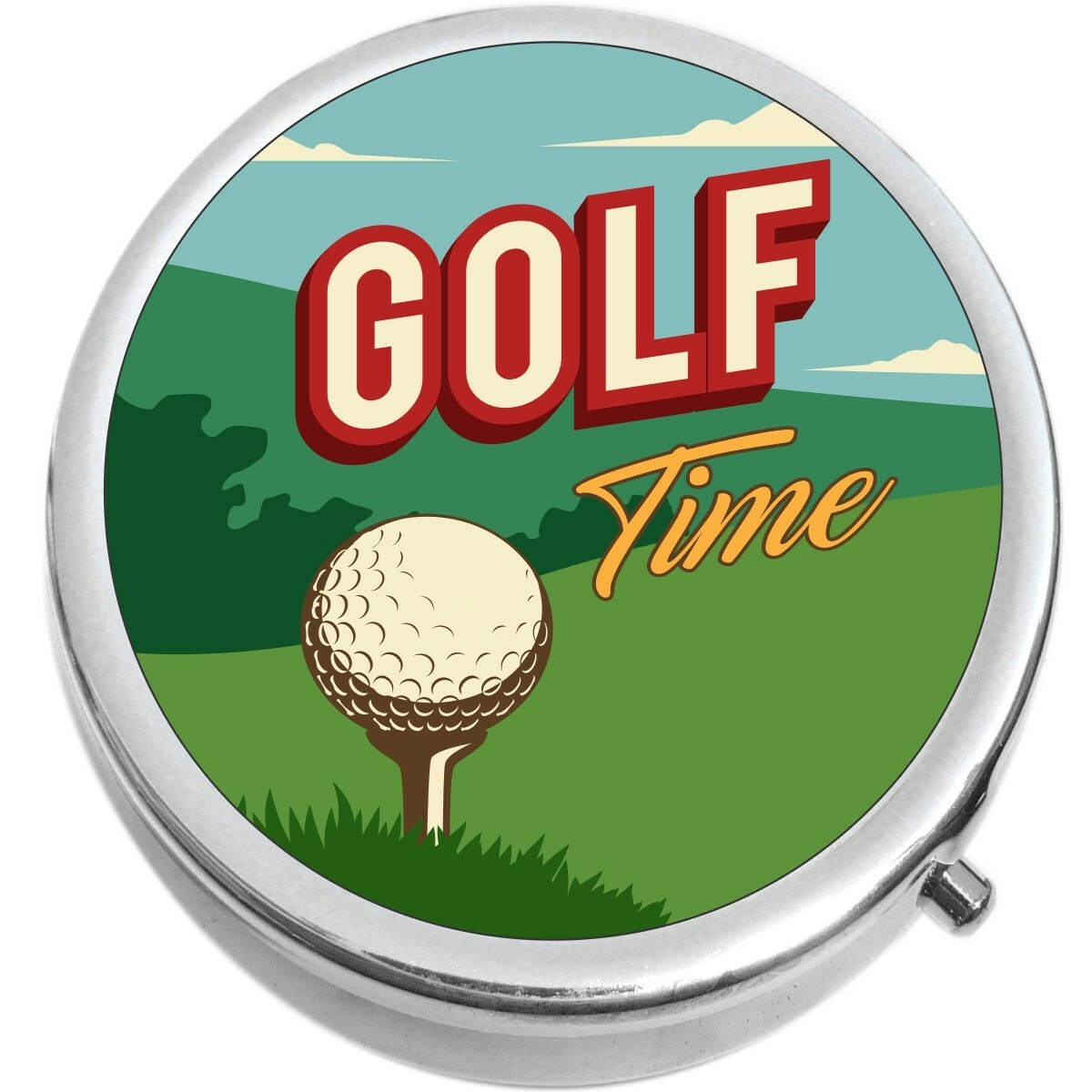 Golf Time Vintage Poster  Medicine Pill Box