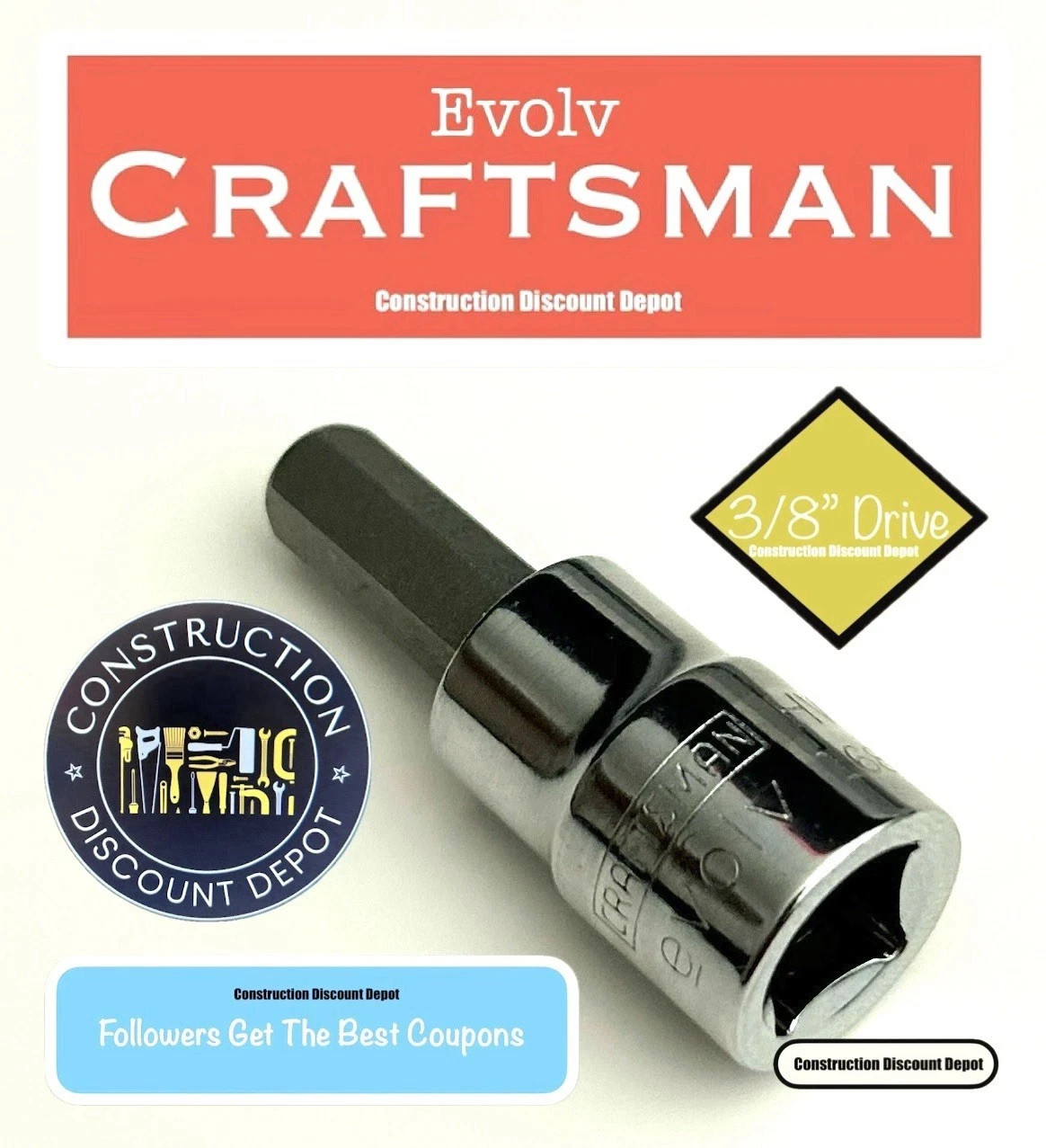 Craftsman Evolv Sockets 3/8" Drive 8MM Hex Allen Bit Socket 16839 8 MM