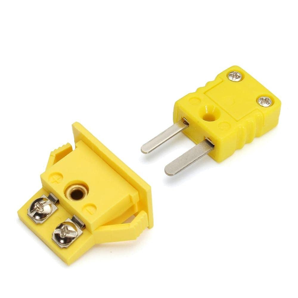 2 PCS KType Panel Mount Thermocouple Mini Plug Connector Male Female Yellow