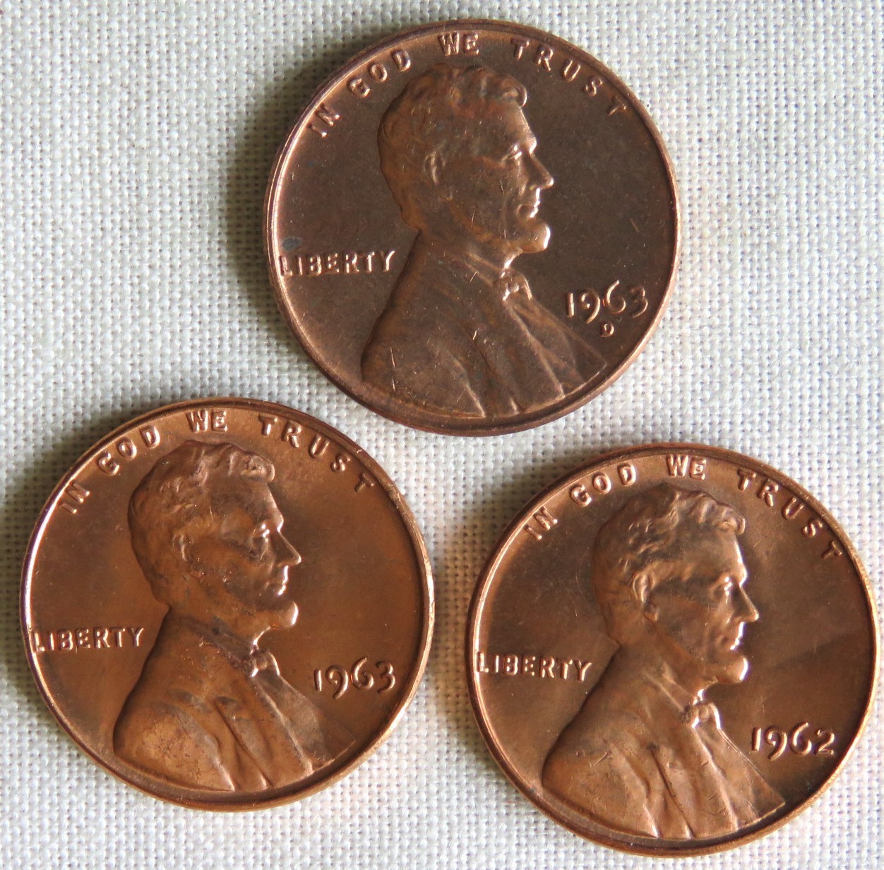 1962, 1963, 1963D Lincoln Cents BU!      From Uncirculated Rolls