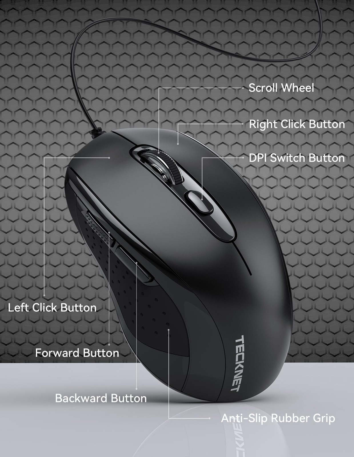 Wired Mouse, USB Wired Computer Mice, 3600DPI 4 Adjustable Levels, 6-Button E...