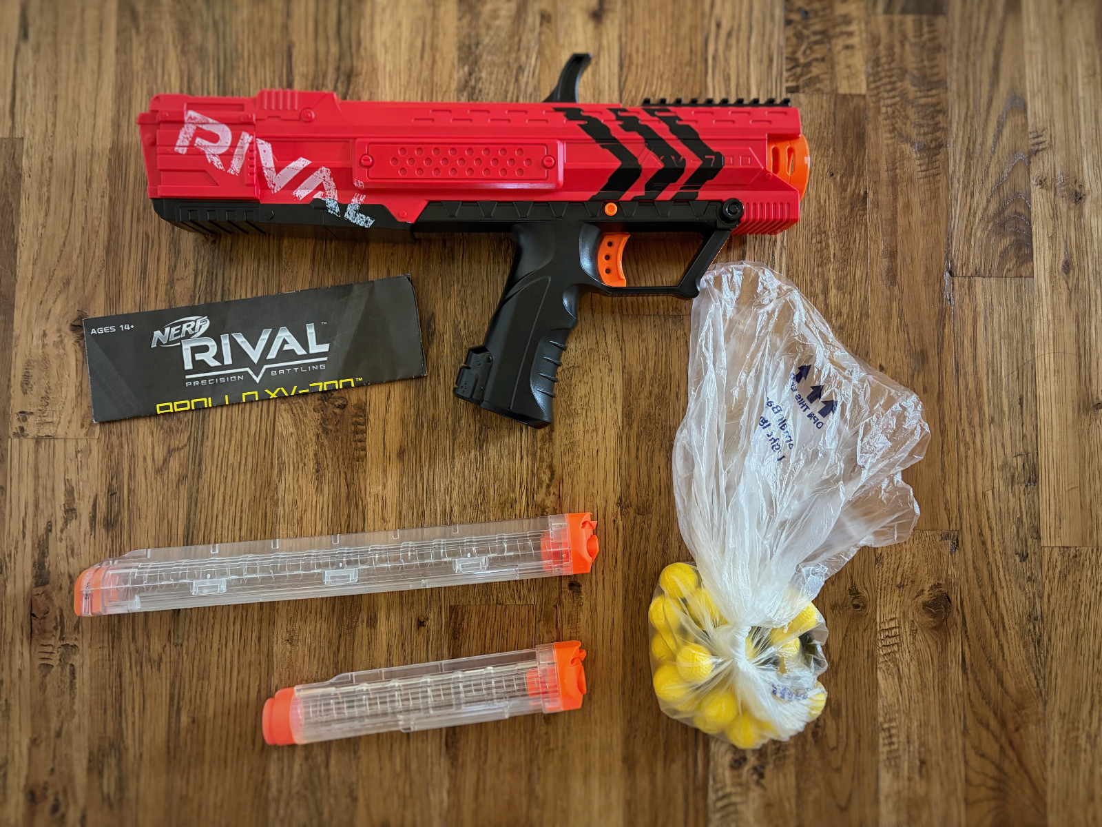 NERF Rival Apollo XV-700 Blaster - Red w/Original Mags + Ammo