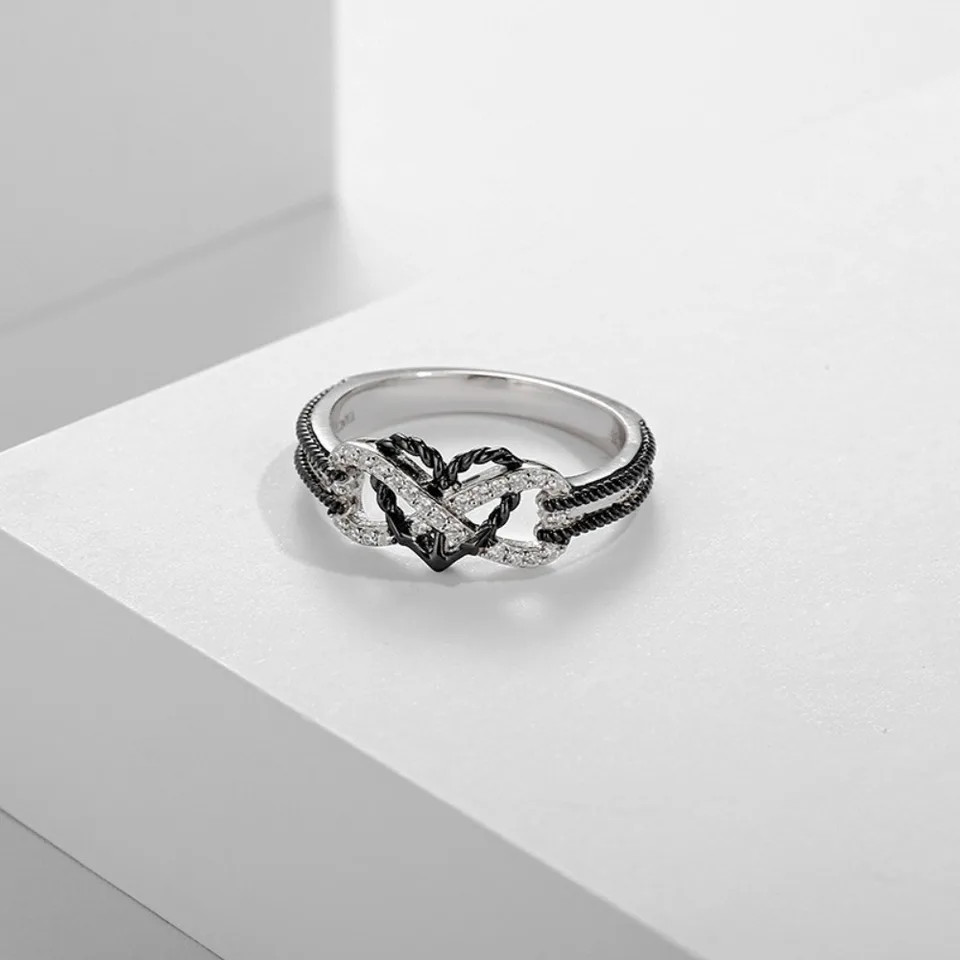 Infinity Heart Couple Ring Stainless Steel Smooth Wedding Band Unisex Jewelry