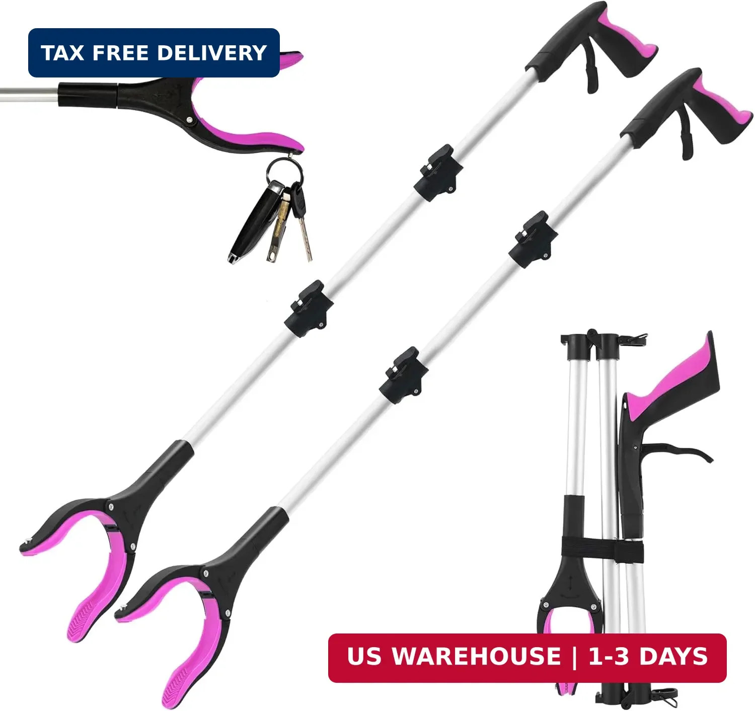 Grabber Reacher Tool for Seniors, 43" Foldable Reacher Grabbers Pickup Stick wit