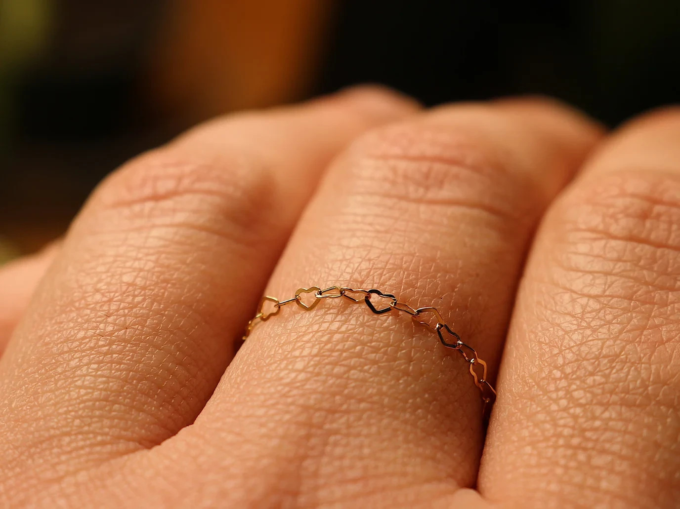 Gold Heart Chain Ring | Everyday Ring