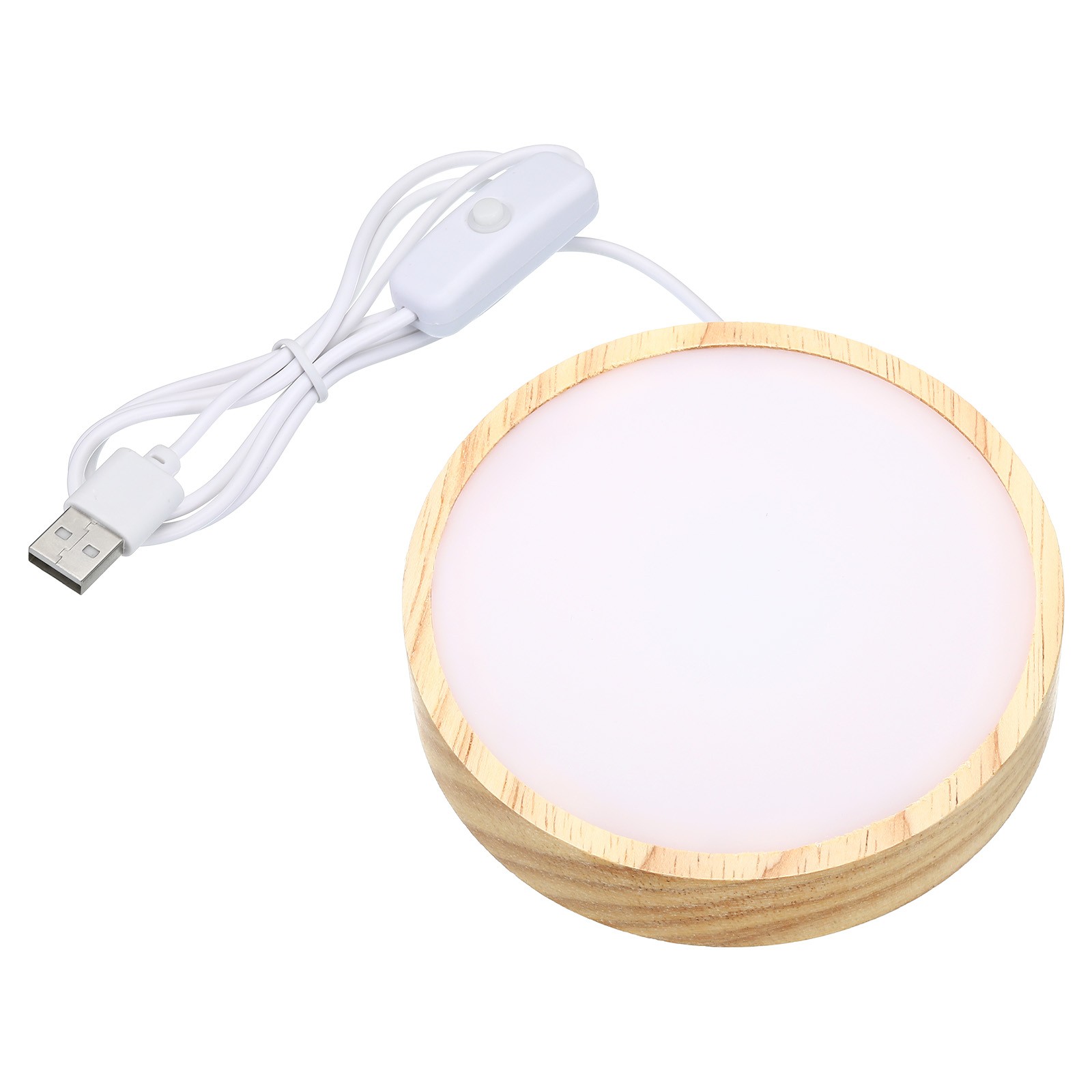 2pcs 4" Wooden LED Light Base Wood Light Display Base Stand White Light Color
