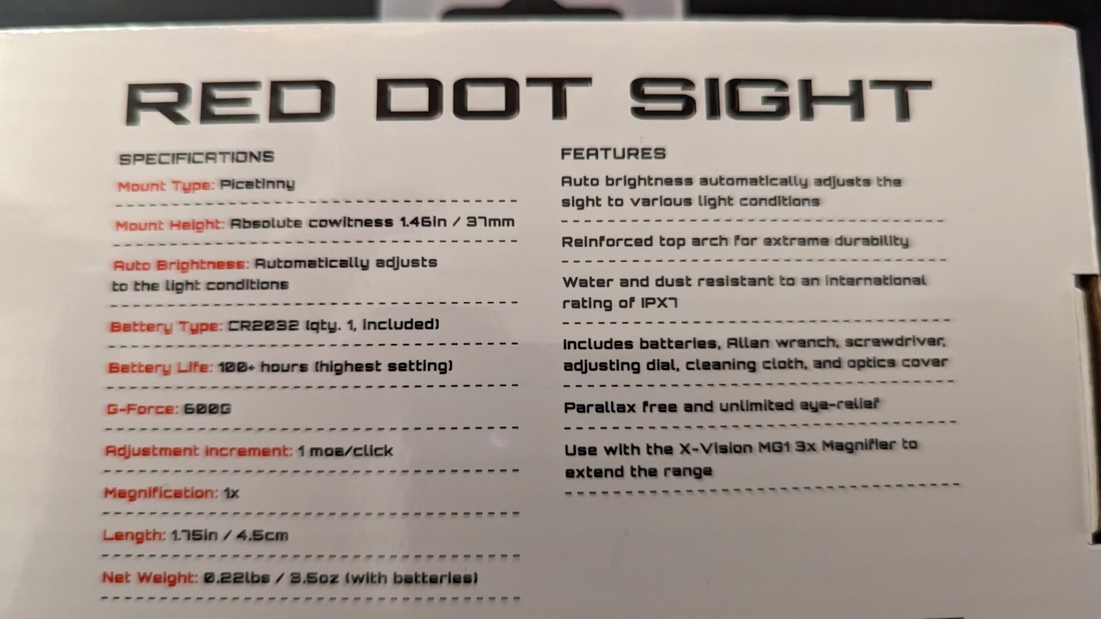 X Vision Optics Micro HIIT Red Dot Sight
