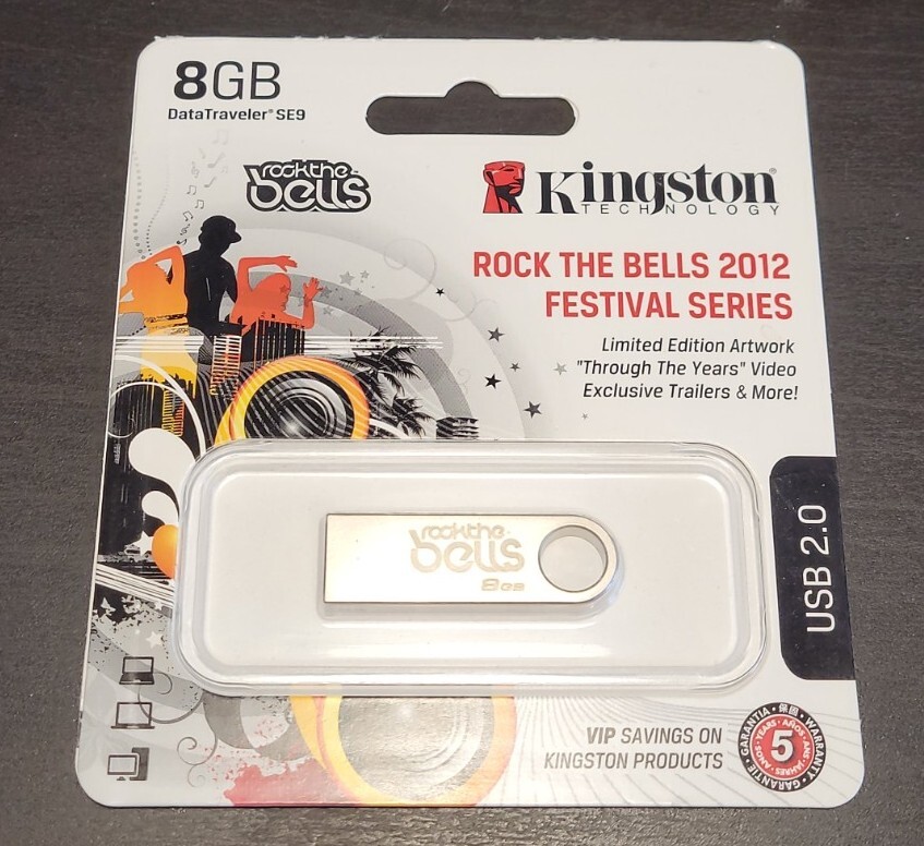 NEW RARE KINGSTON ROCK THE BELLS 2012 LIMITED EDITION USB DRIVE 8GB