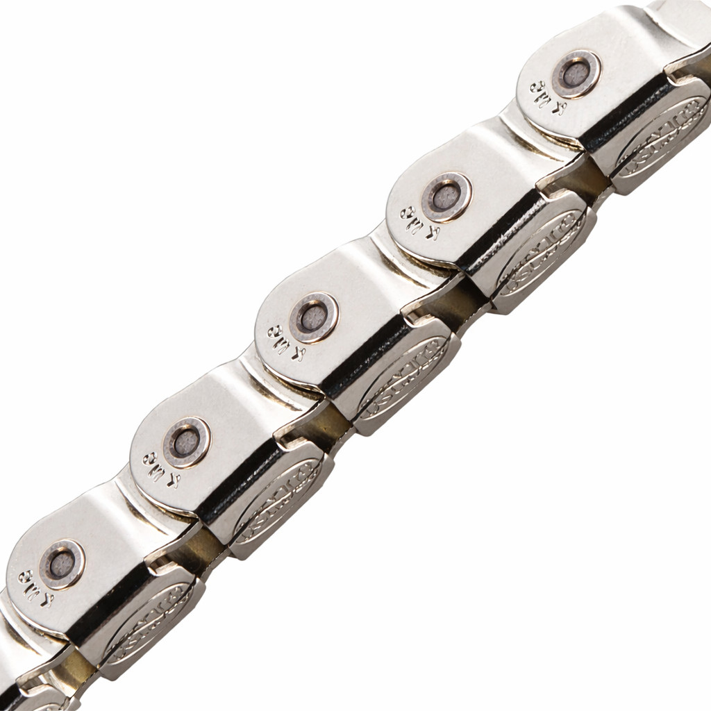 KMC Kool Knight KK710 BMX Chain – 1/2" x 1/8" Single-Speed, 112 Links, Silver.