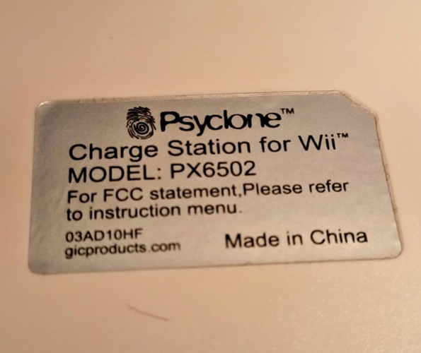 Psyclone PX 6502 Charge Station for Wii Rechargeable Batteries & Pad UNTESTED