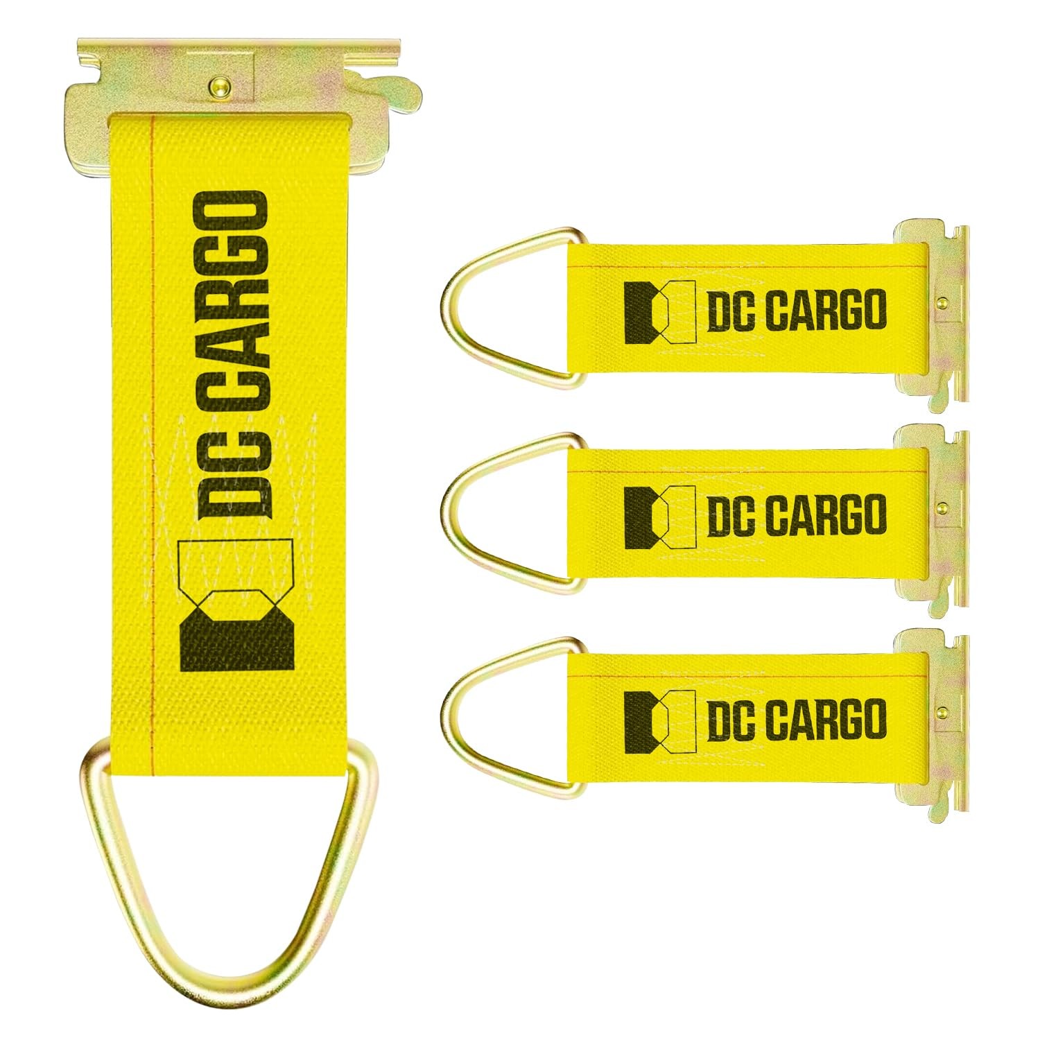 DC Cargo Mall E-Track Rope Tie-Offs, 2" x 6" Tie Down Straps - 4-pack, Yellow