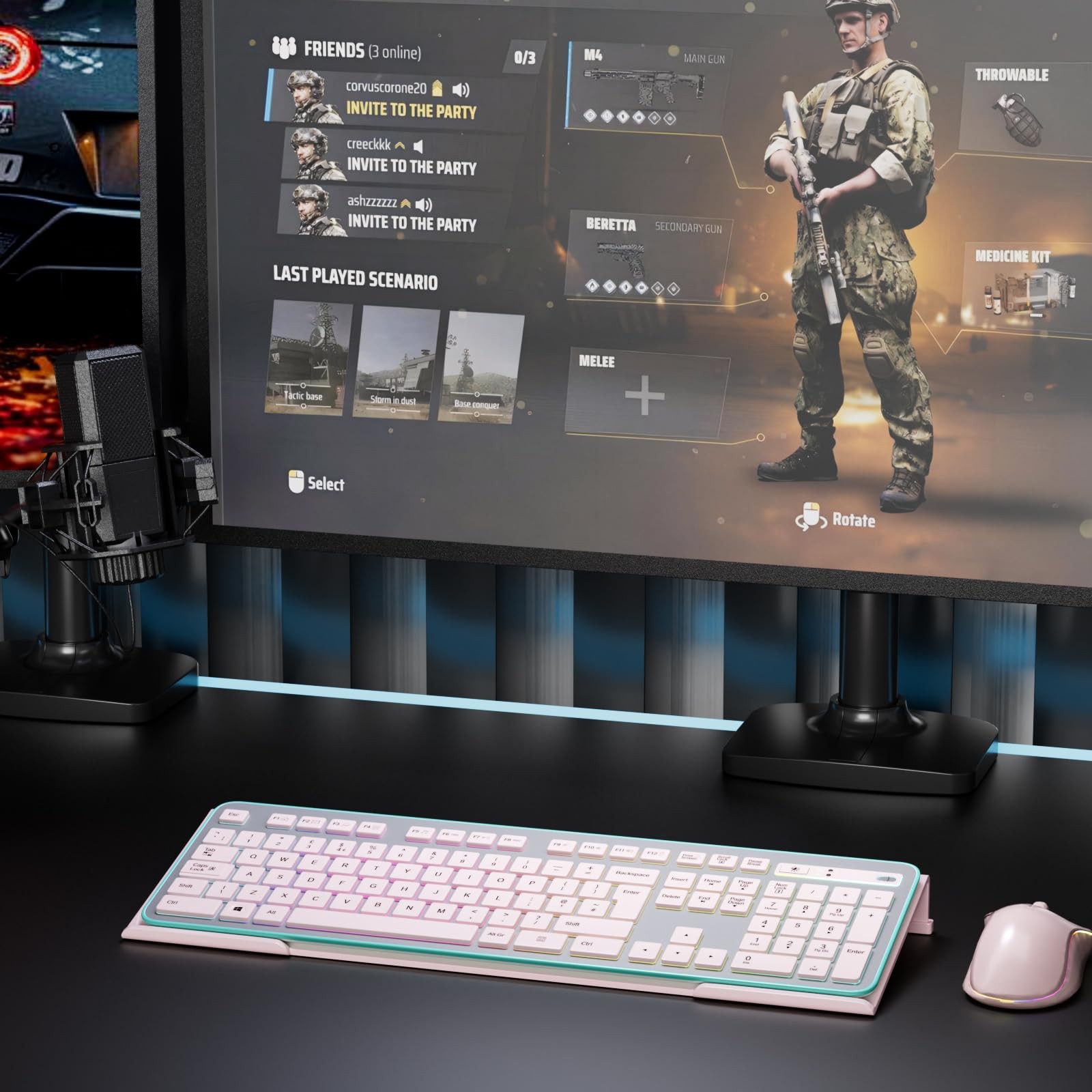 Light Pink Acrylic Keyboard Stand, Ergonomic, Riser, Anti-Slip, Desktop, Tray