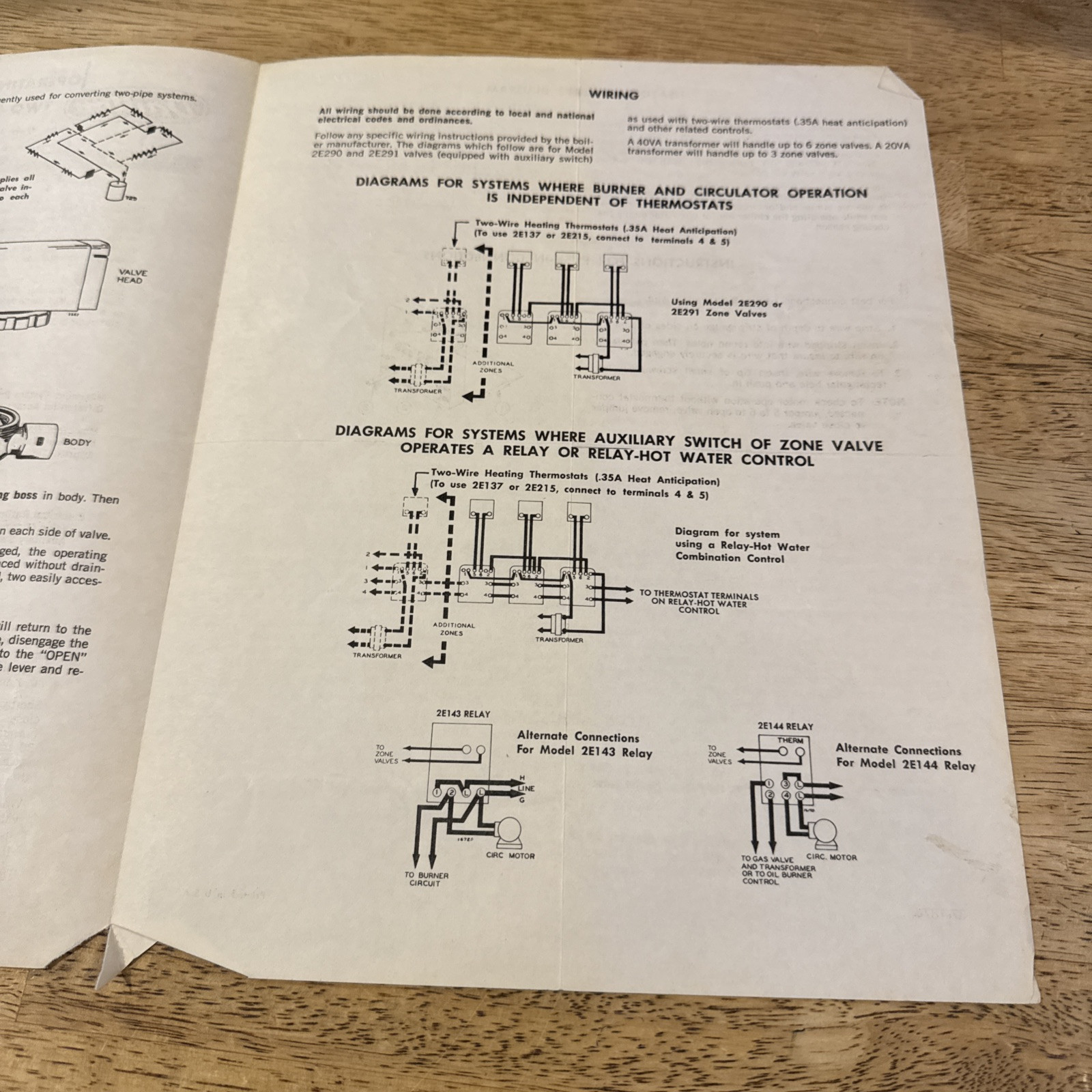 Dayton Two Way Hydronic Zone Values Model 2E290 & 2E291 Operating Instructions