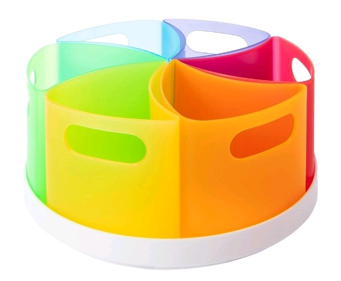 Rotating Art Organizer Desktop Organizer w/ Removable Cups, Plastic Multicolor